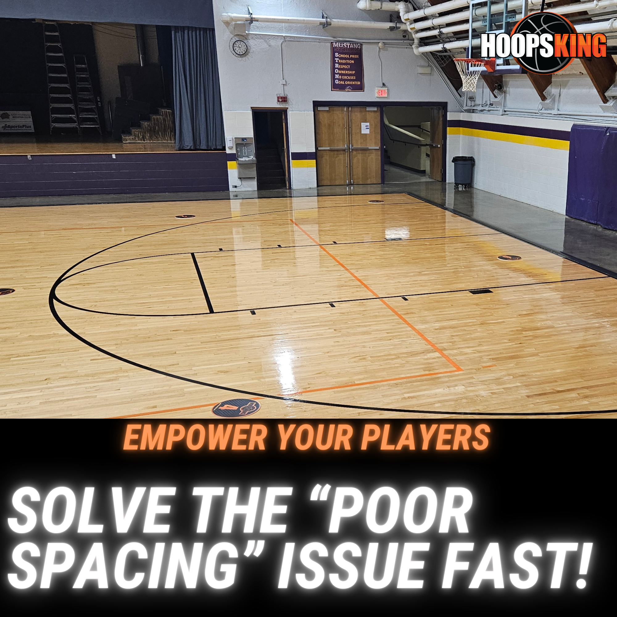 Offensive Spacing Training Spot Markers, 16", bright orange markers on a basketball court floor for player positioning.