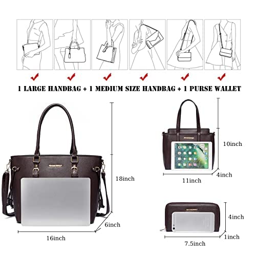 Montana West 3PCS Purses for Women Tote Bag and Wallet Set Shoulder Satchel Handbags