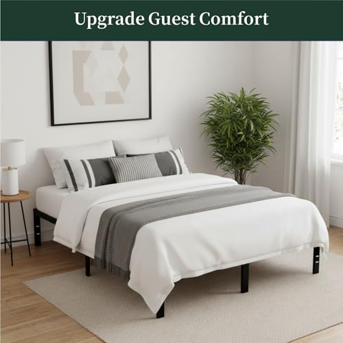 Queen Size Bed Frame, 14 Inch Metal Platform Bed Frames with Heavy Duty Steel Slat Support, No Box Spring Needed, Easy Assembly, Under Bed Storage