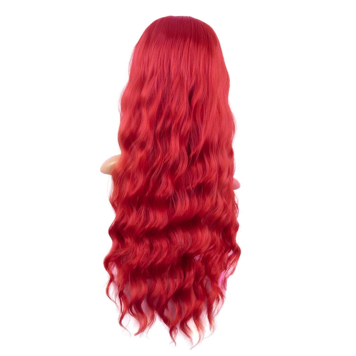 MapofBeauty 28 Inch/70 cm Long Wavy Middle Part with No Bangs Synthetic Fiber Curly Fashion Women Party Cosplay Wig (Bright Red)