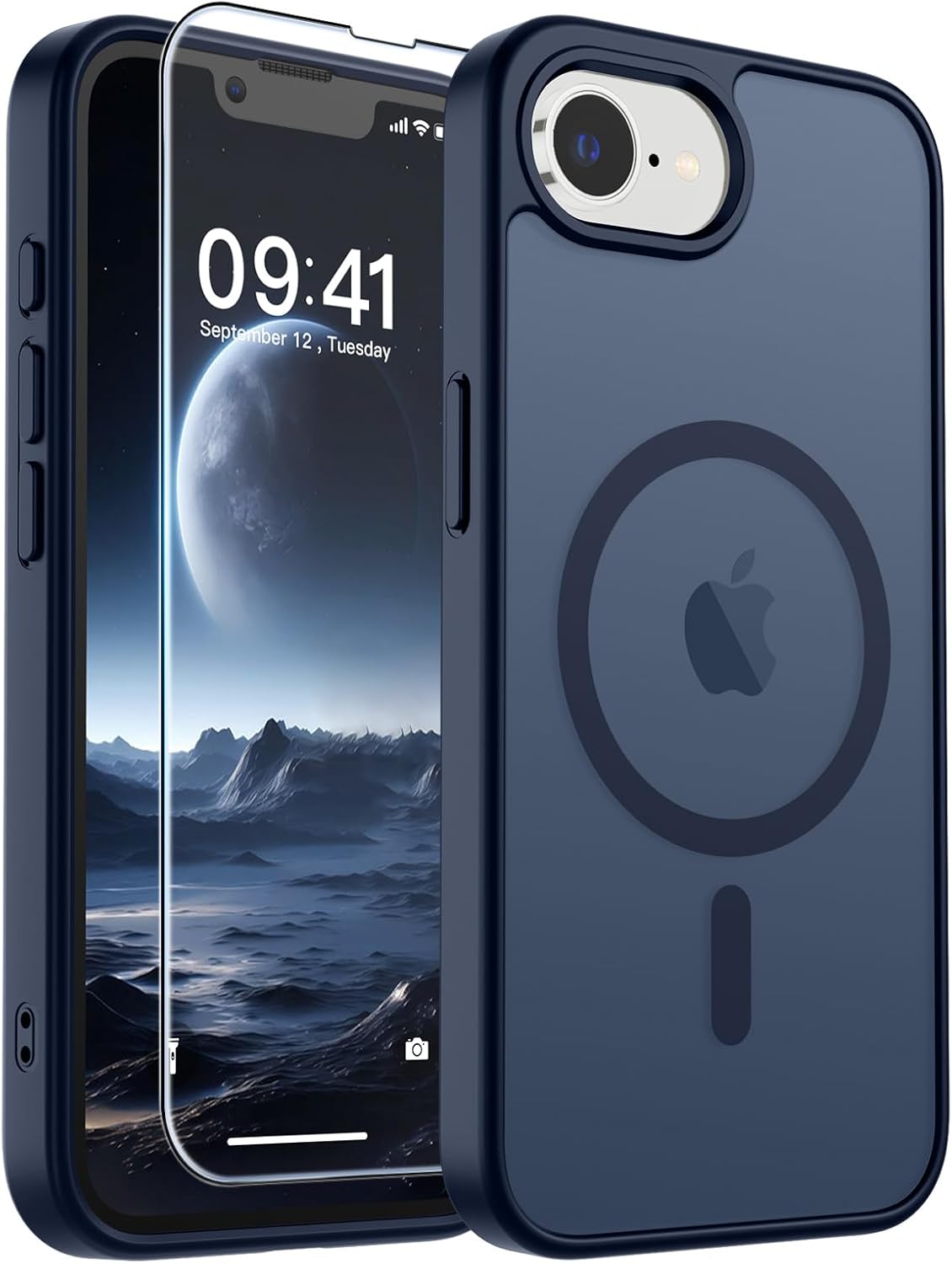SUPFINE Magnetic for iPhone 14 Case & iPhone 13 Case (Compatible with MagSafe)(Military Grade Drop Protection) Translucent Matte Shockproof Phone Cover,Black