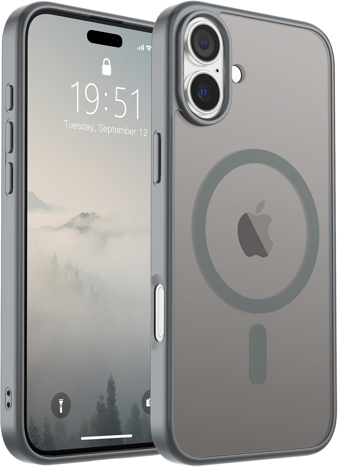 SUPFINE Magnetic for iPhone 14 Case & iPhone 13 Case (Compatible with MagSafe)(Military Grade Drop Protection) Translucent Matte Shockproof Phone Cover,Black