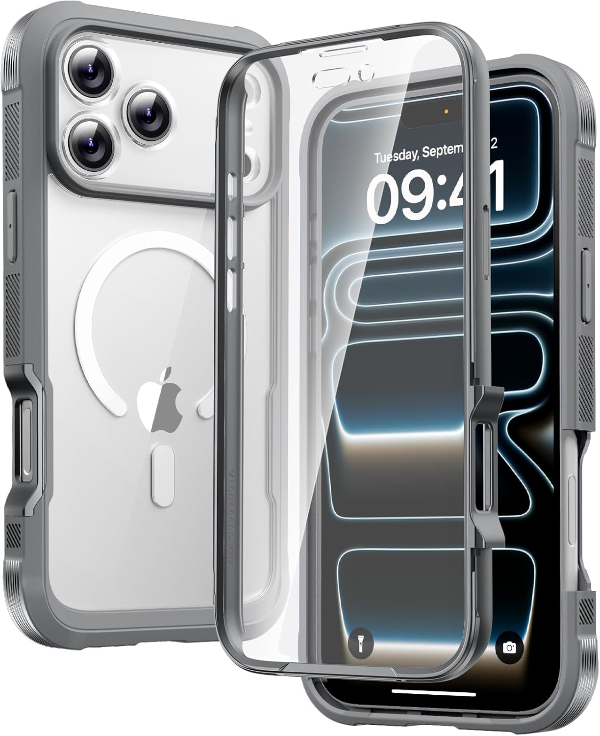 Diaclara Designed for iPhone 15 Case, Full Body Rugged Case with Built-in Touch Sensitive Anti-Scratch Screen Protector, with Camera Lens Protector for iPhone 15 6.1" (Wave Blue)