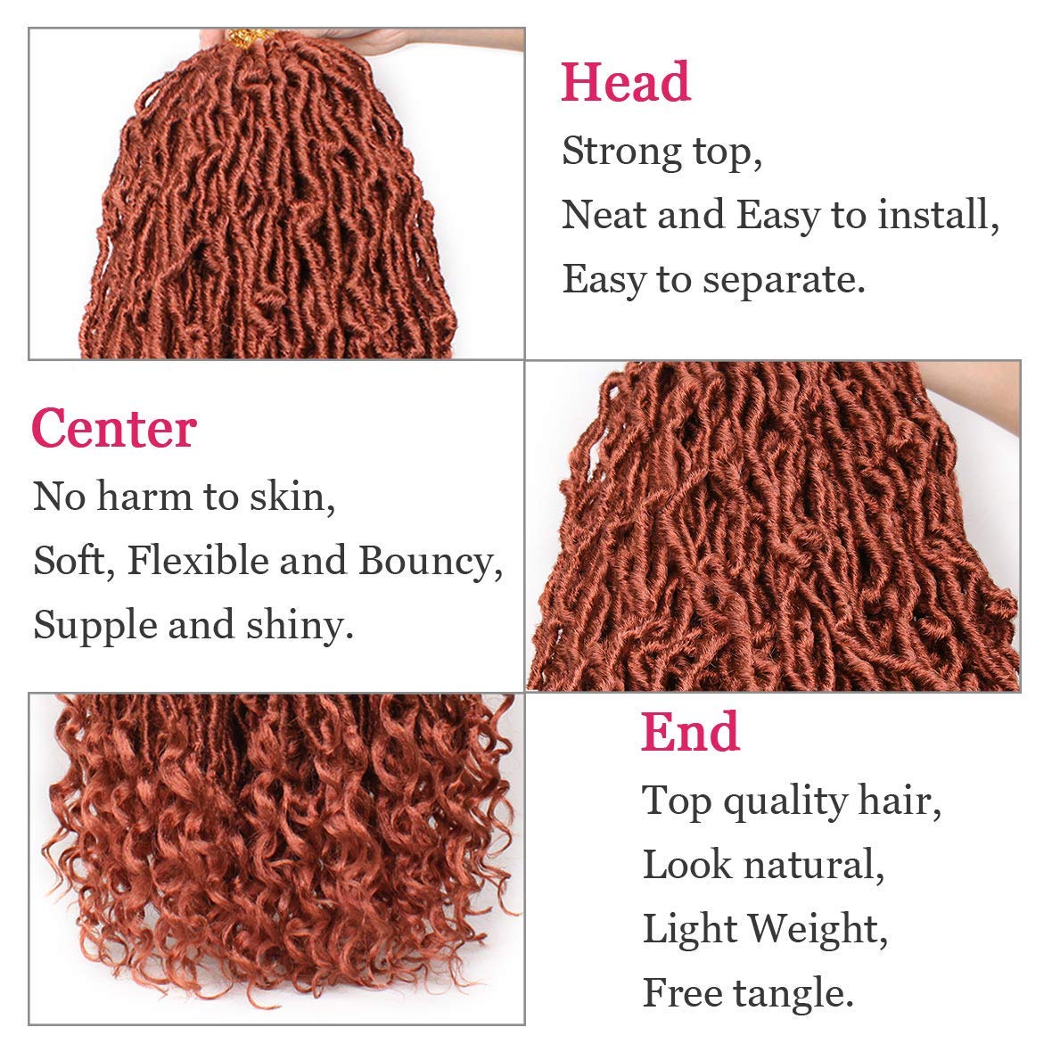 Leeven 7 Packs Faux Locs With Curly Ends 18 Inch Pre-looped Goddess Locs Crochet Hair 84 Strands Natural Black Crochet Bohemian Soft Locs Braiding Hair Extensions With Curls for Women 1B