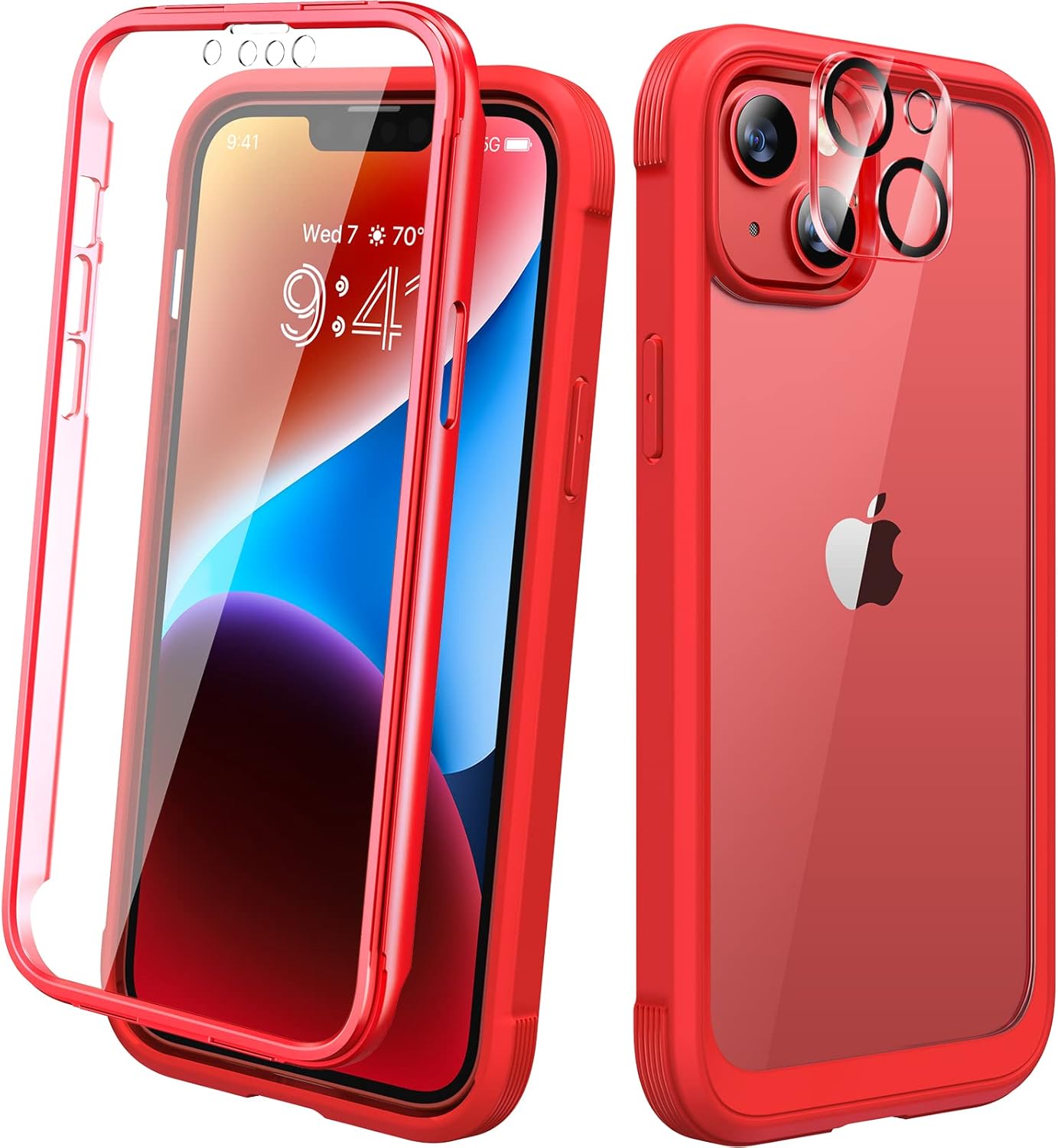Diaclara Designed for iPhone 15 Case, Full Body Rugged Case with Built-in Touch Sensitive Anti-Scratch Screen Protector, with Camera Lens Protector for iPhone 15 6.1" (Wave Blue)