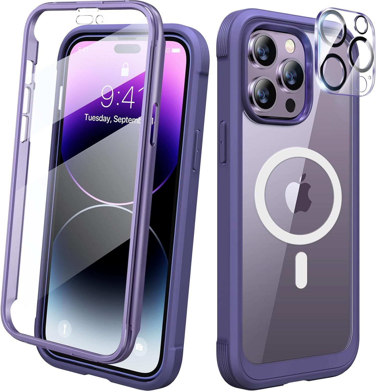 Diaclara Designed for iPhone 15 Case, Full Body Rugged Case with Built-in Touch Sensitive Anti-Scratch Screen Protector, with Camera Lens Protector for iPhone 15 6.1" (Wave Blue)