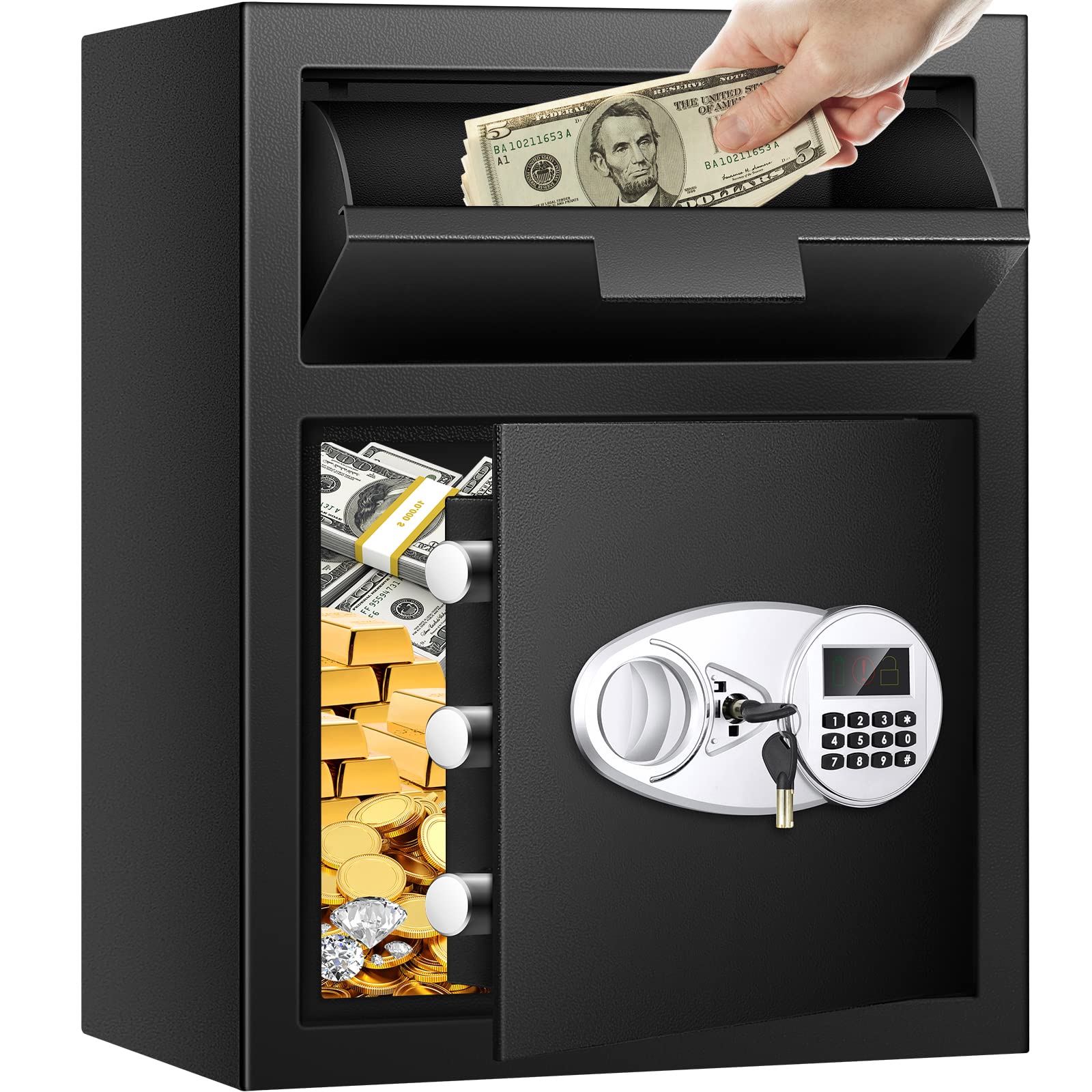 5.8 CU FT Extra Large Drop Safe for Business, Anti-Theft Money Drop Slot Safes with Digital Keypad and Spare Keys, Heavy Duty Depository Safe for Home Office Retail Store Business Mail Church