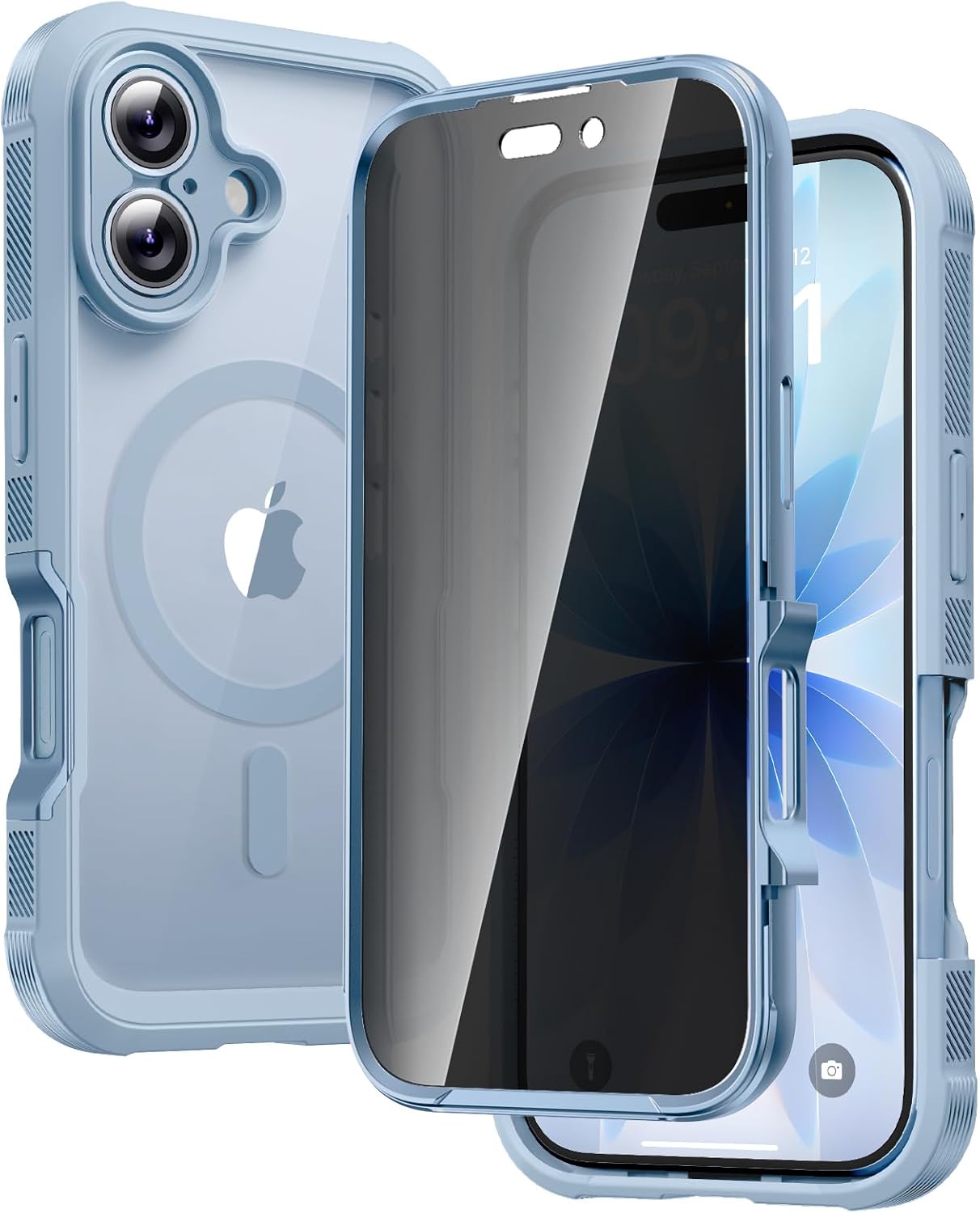 Diaclara Designed for iPhone 15 Case, Full Body Rugged Case with Built-in Touch Sensitive Anti-Scratch Screen Protector, with Camera Lens Protector for iPhone 15 6.1" (Wave Blue)