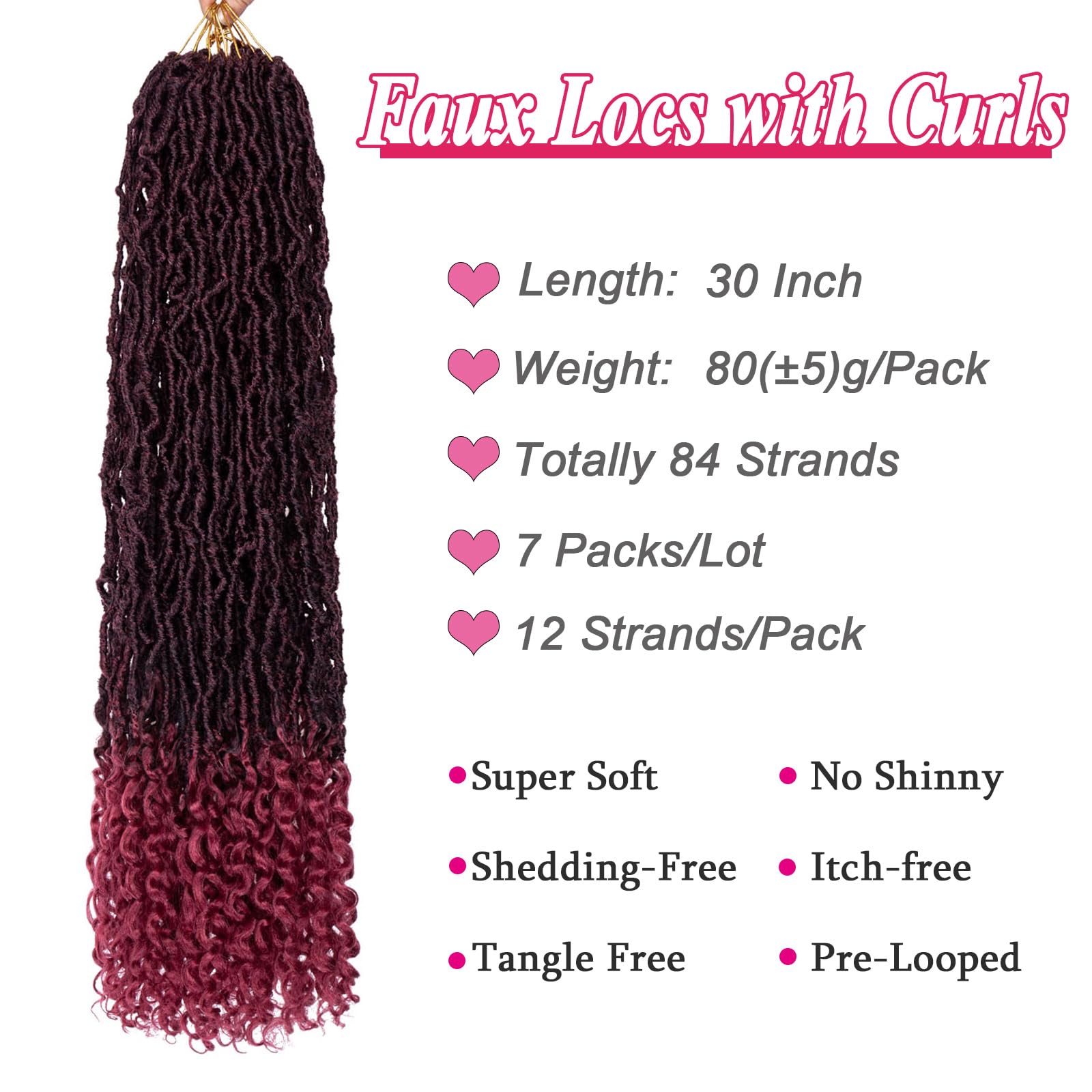 Leeven 7 Packs Faux Locs With Curly Ends 18 Inch Pre-looped Goddess Locs Crochet Hair 84 Strands Natural Black Crochet Bohemian Soft Locs Braiding Hair Extensions With Curls for Women 1B