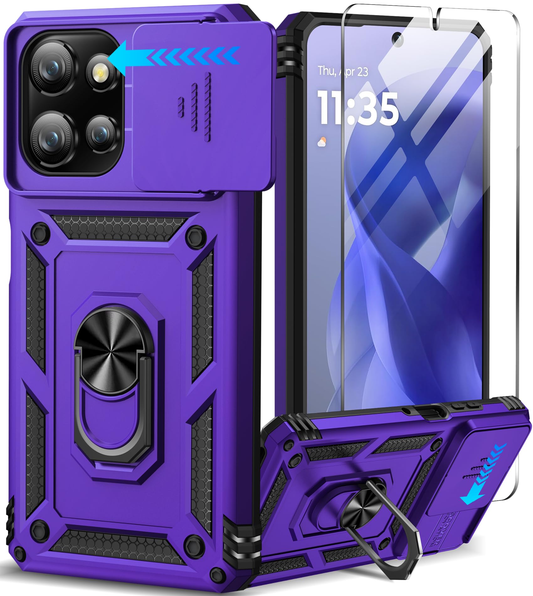 Samsung Galaxy S26 Ultra case with screen protector in purple showing its sturdy design and screen protection feature.