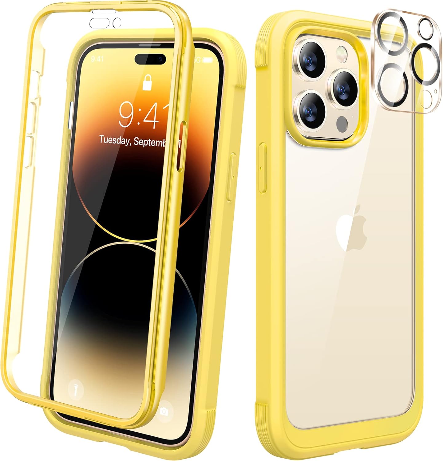 Diaclara Designed for iPhone 15 Case, Full Body Rugged Case with Built-in Touch Sensitive Anti-Scratch Screen Protector, with Camera Lens Protector for iPhone 15 6.1" (Wave Blue)