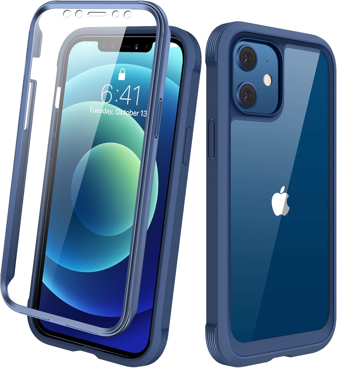 Diaclara Designed for iPhone 15 Case, Full Body Rugged Case with Built-in Touch Sensitive Anti-Scratch Screen Protector, with Camera Lens Protector for iPhone 15 6.1" (Wave Blue)