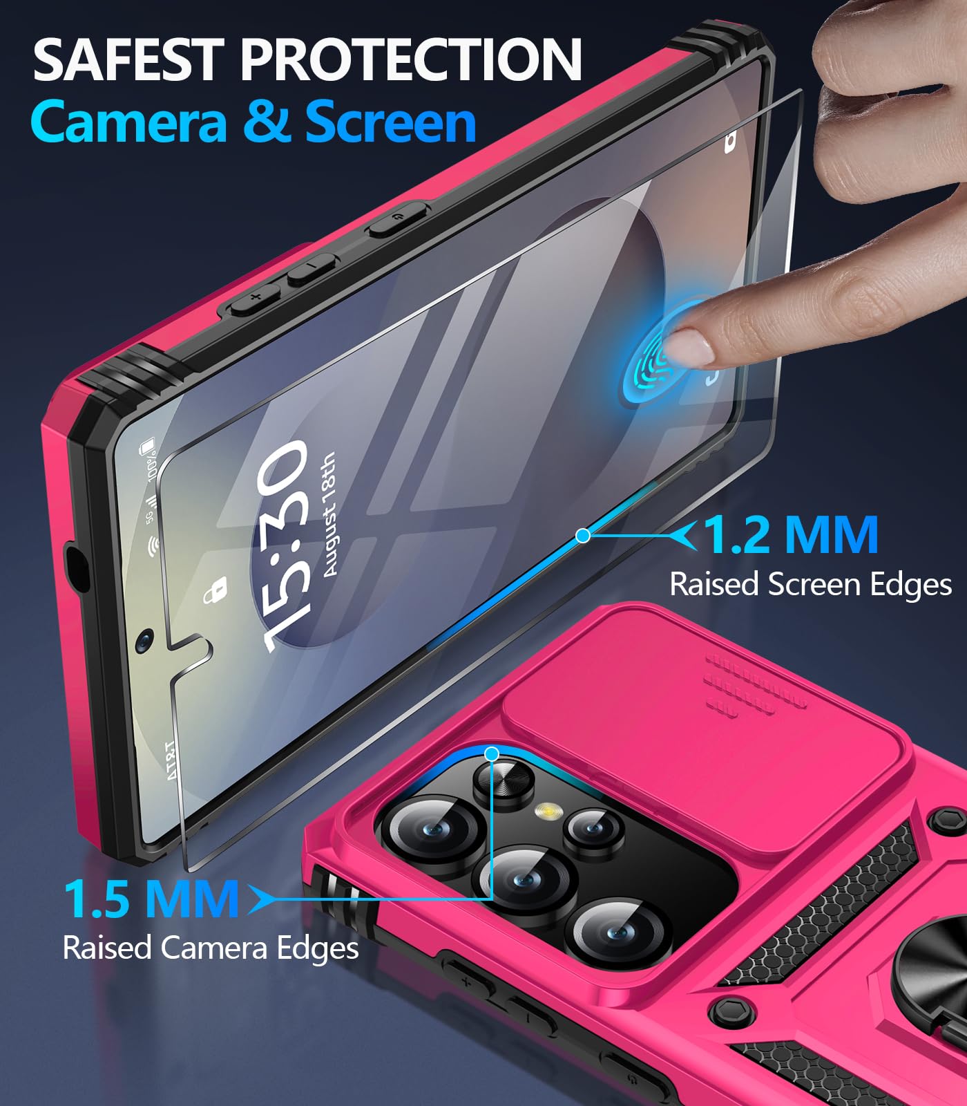 Samsung Galaxy S26 Ultra case with screen protector showing safest protection for camera and screen edges.
