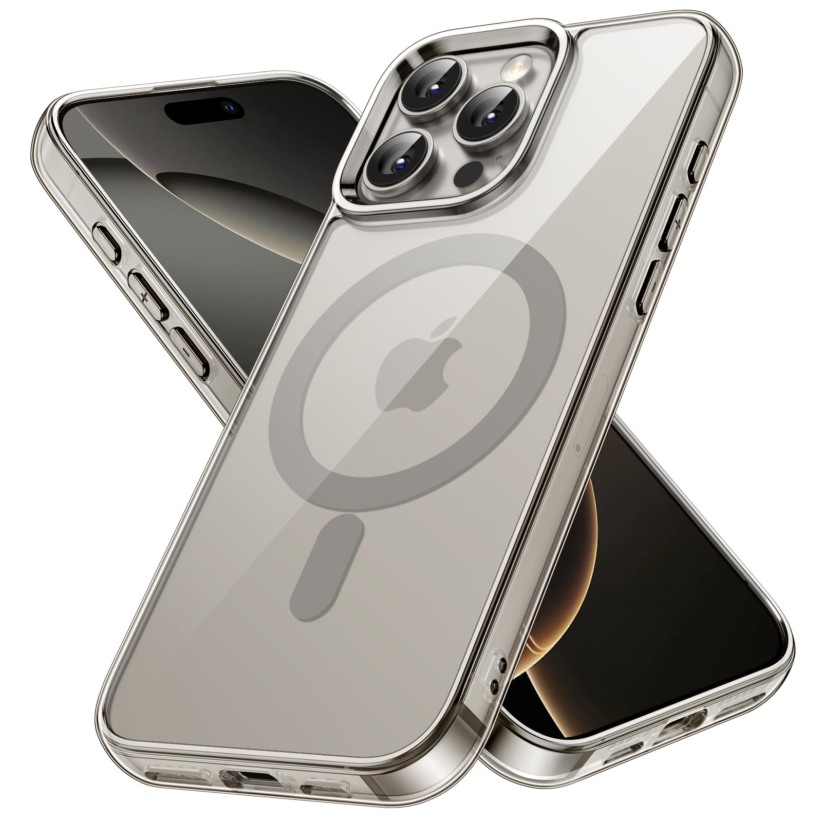 premium aplus module features iPhone with clear case showcasing MagSafe compatibility and sleek design.