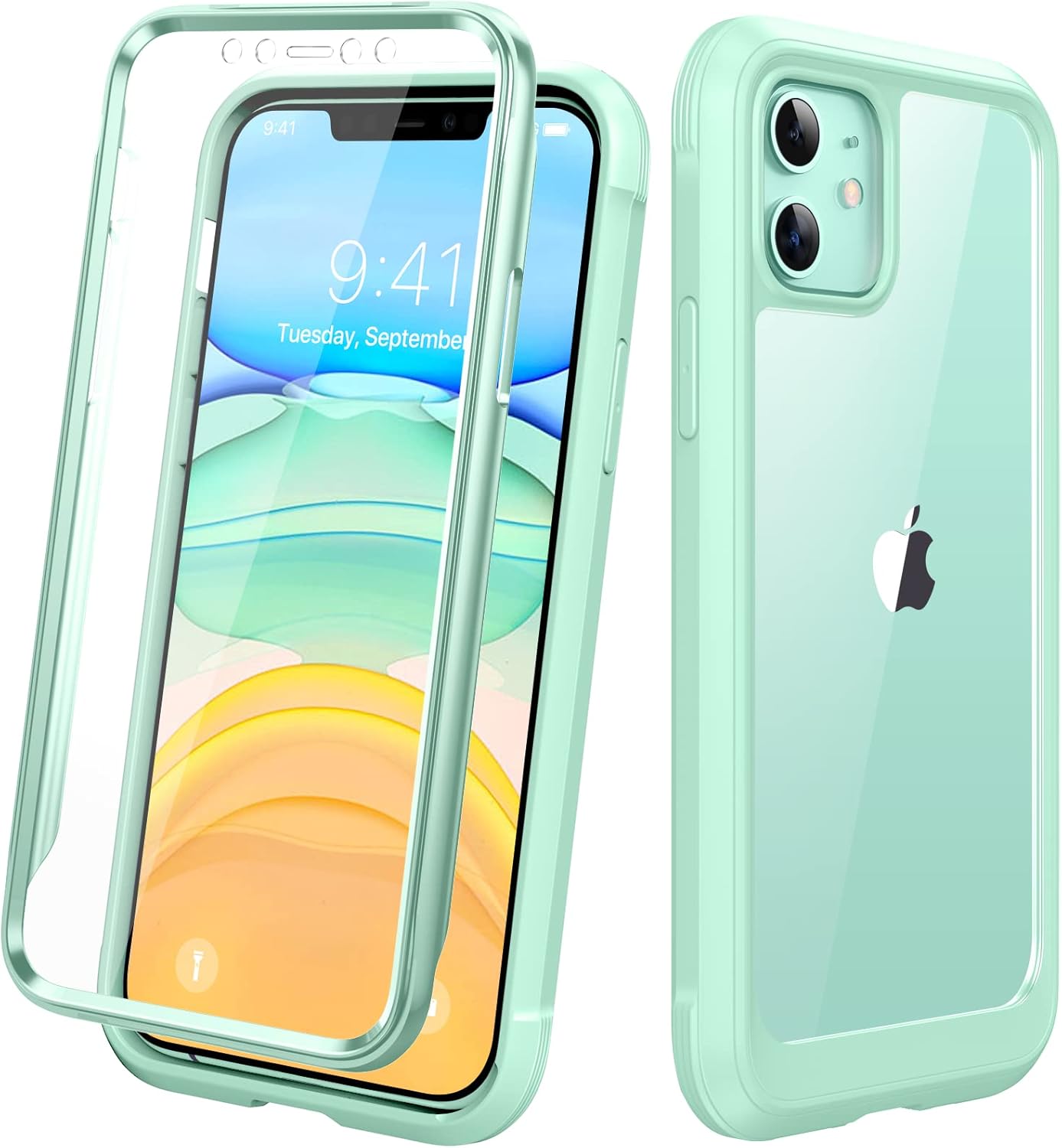 Diaclara Designed for iPhone 15 Case, Full Body Rugged Case with Built-in Touch Sensitive Anti-Scratch Screen Protector, with Camera Lens Protector for iPhone 15 6.1" (Wave Blue)