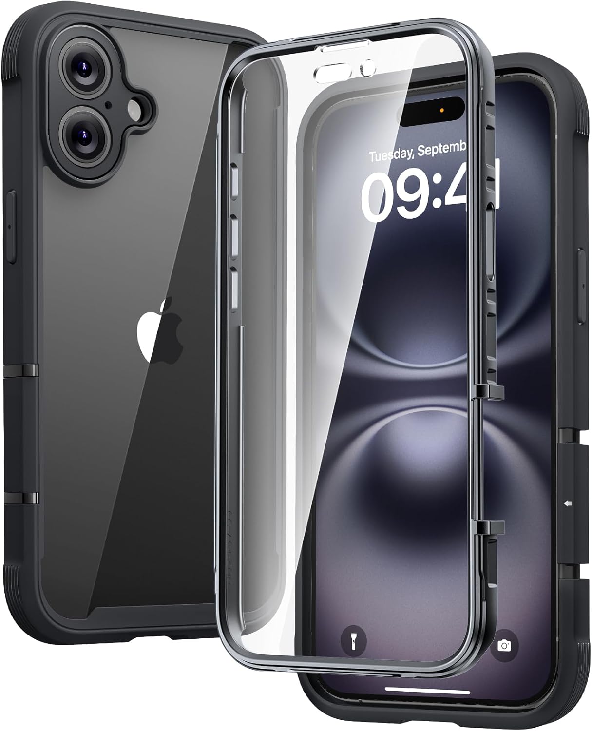 Diaclara Designed for iPhone 15 Case, Full Body Rugged Case with Built-in Touch Sensitive Anti-Scratch Screen Protector, with Camera Lens Protector for iPhone 15 6.1" (Wave Blue)