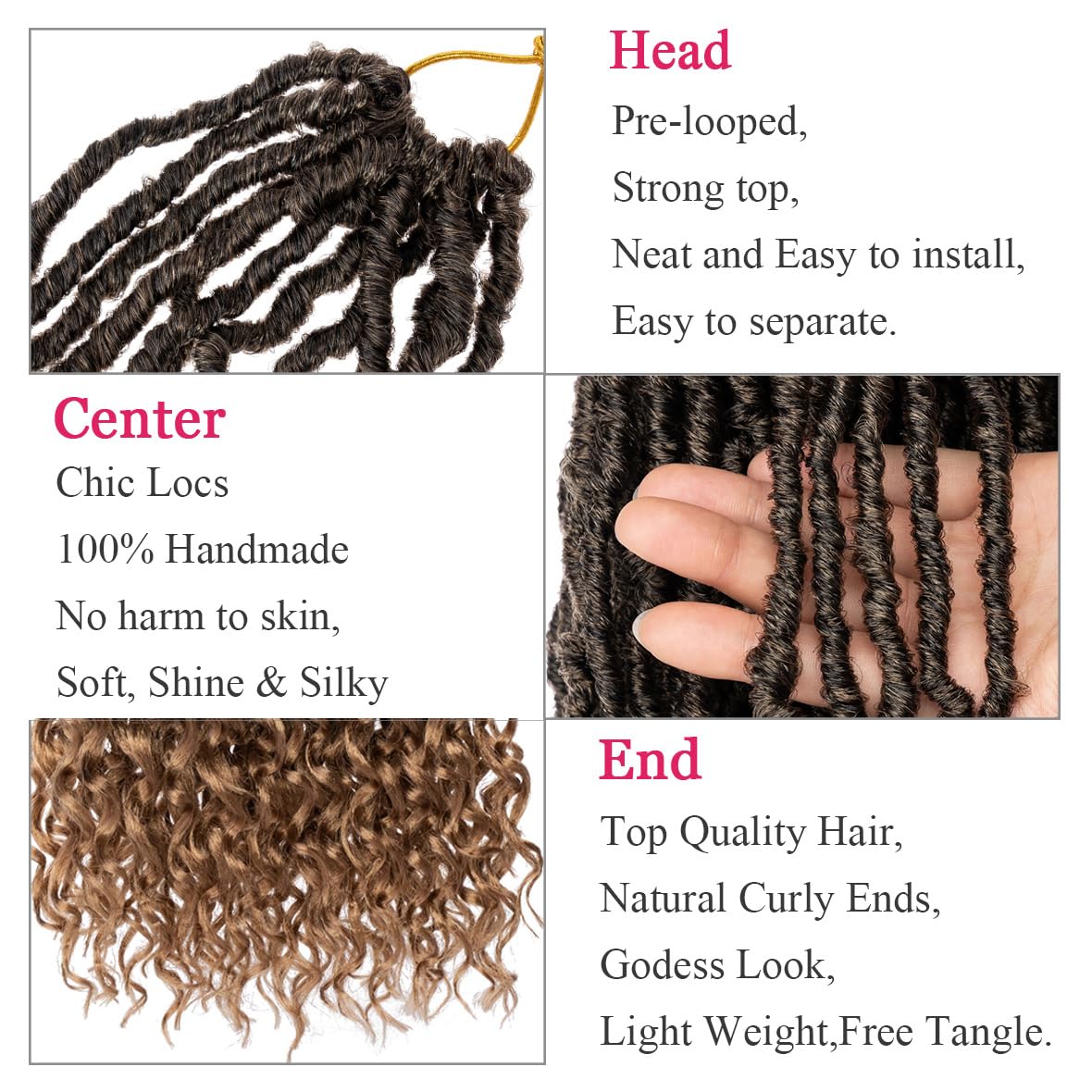 Leeven 7 Packs Faux Locs With Curly Ends 18 Inch Pre-looped Goddess Locs Crochet Hair 84 Strands Natural Black Crochet Bohemian Soft Locs Braiding Hair Extensions With Curls for Women 1B
