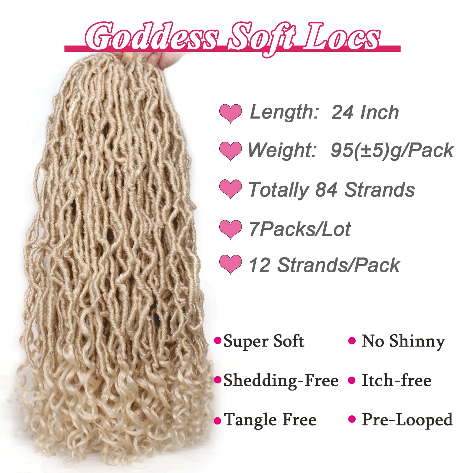 Leeven 7 Packs Faux Locs With Curly Ends 18 Inch Pre-looped Goddess Locs Crochet Hair 84 Strands Natural Black Crochet Bohemian Soft Locs Braiding Hair Extensions With Curls for Women 1B