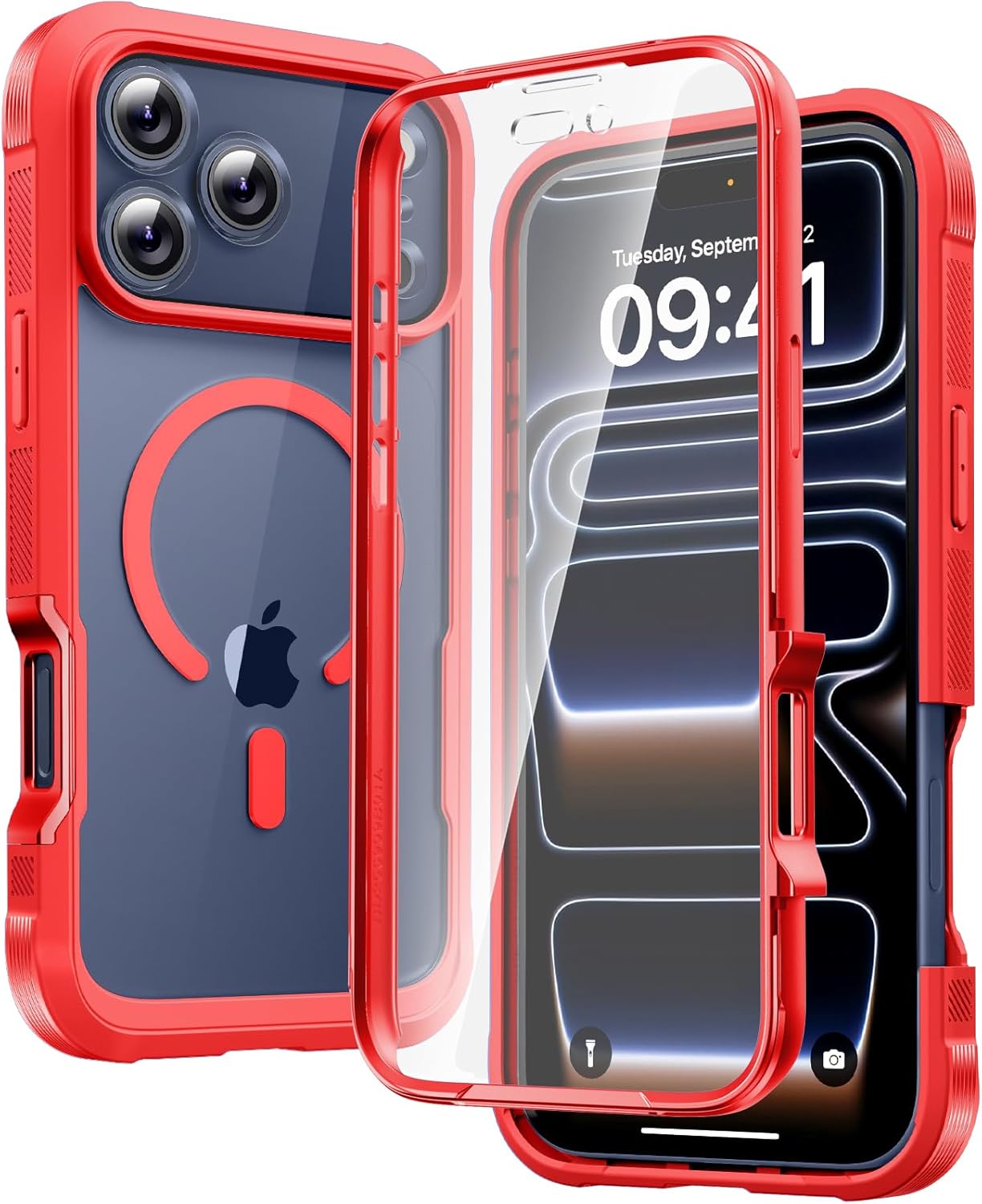 Diaclara Designed for iPhone 15 Case, Full Body Rugged Case with Built-in Touch Sensitive Anti-Scratch Screen Protector, with Camera Lens Protector for iPhone 15 6.1" (Wave Blue)