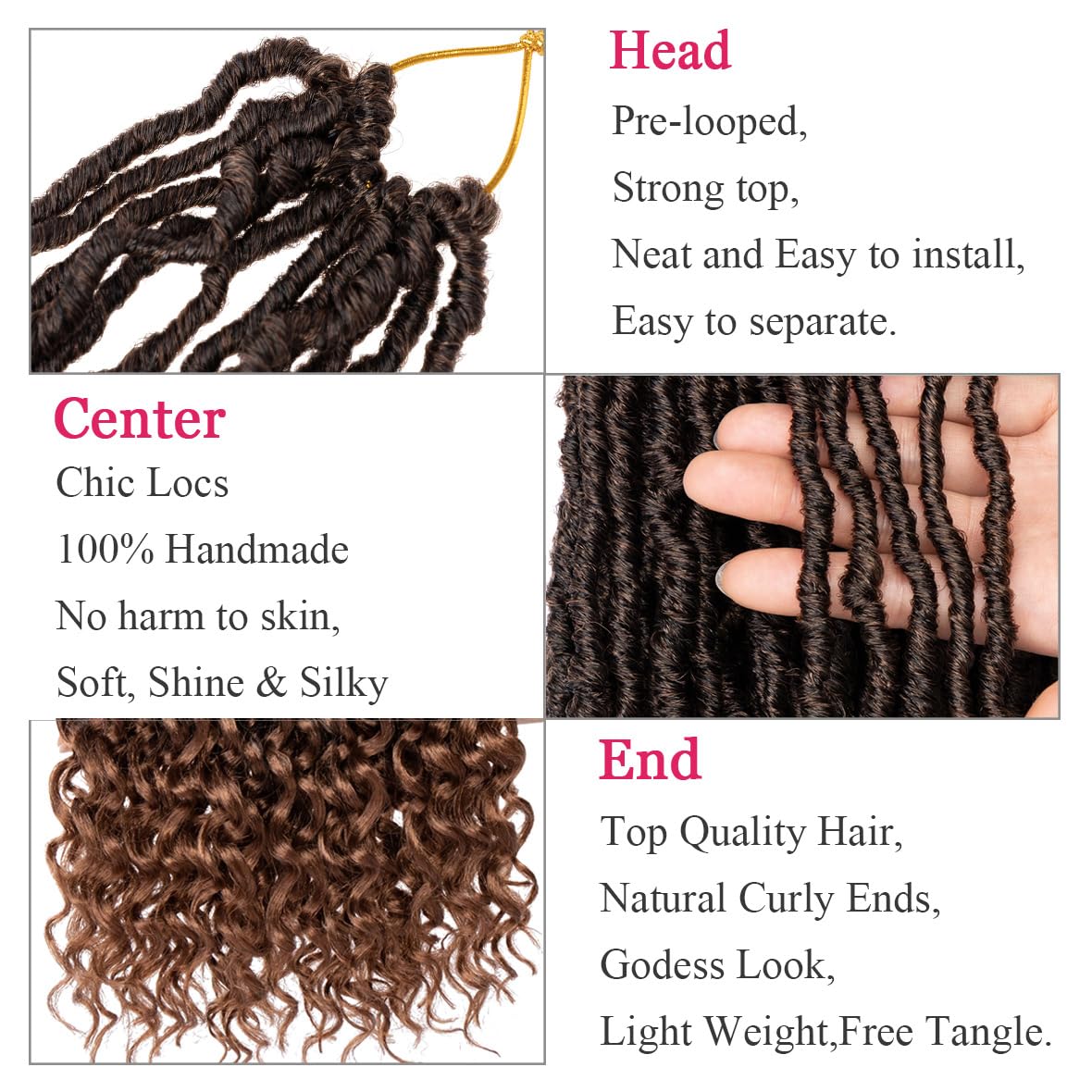 Leeven 7 Packs Faux Locs With Curly Ends 18 Inch Pre-looped Goddess Locs Crochet Hair 84 Strands Natural Black Crochet Bohemian Soft Locs Braiding Hair Extensions With Curls for Women 1B
