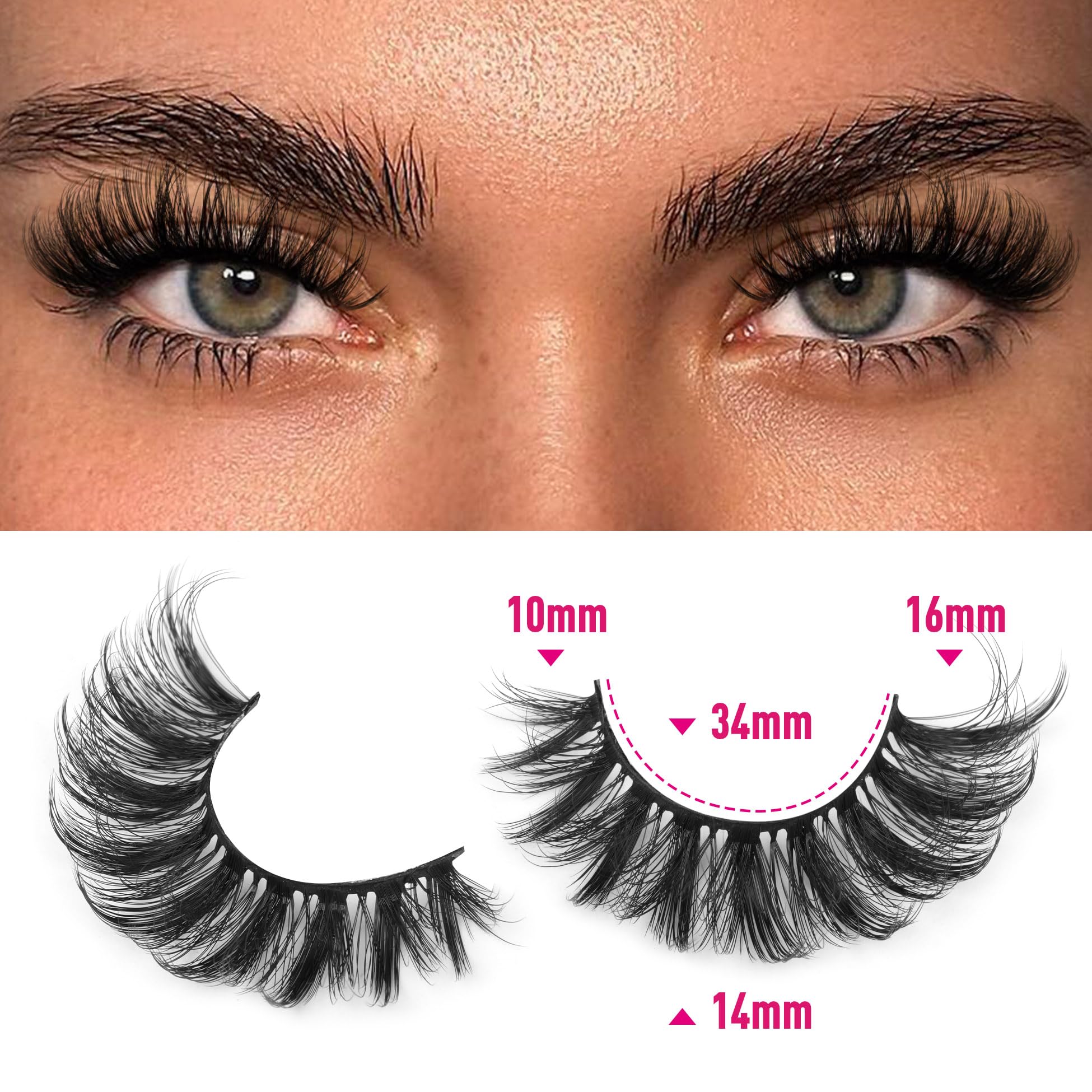 14 Pairs Wispy Mink Lashes False Eye Lashes Natural Look 5D Volume 16mm Fake Eyelashes Pack by TNFVLONEINS