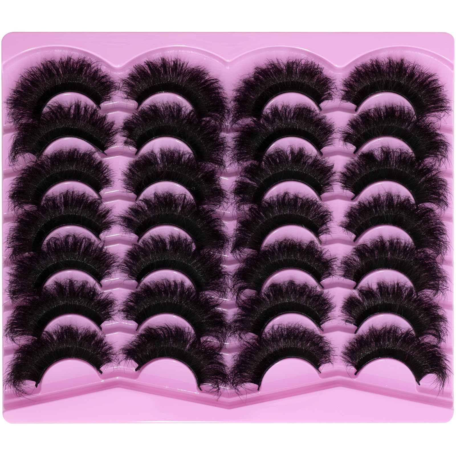 Mink Lashes Fluffy 20mm Volume False Eyelashes 8D Cat Eye Strip Lashes D Curl 14 Pairs Dramatic Soft Eyelash 25mm Big Long Lash Strips Lashes Pack That Look Like Extensions Faux Mink Lashes