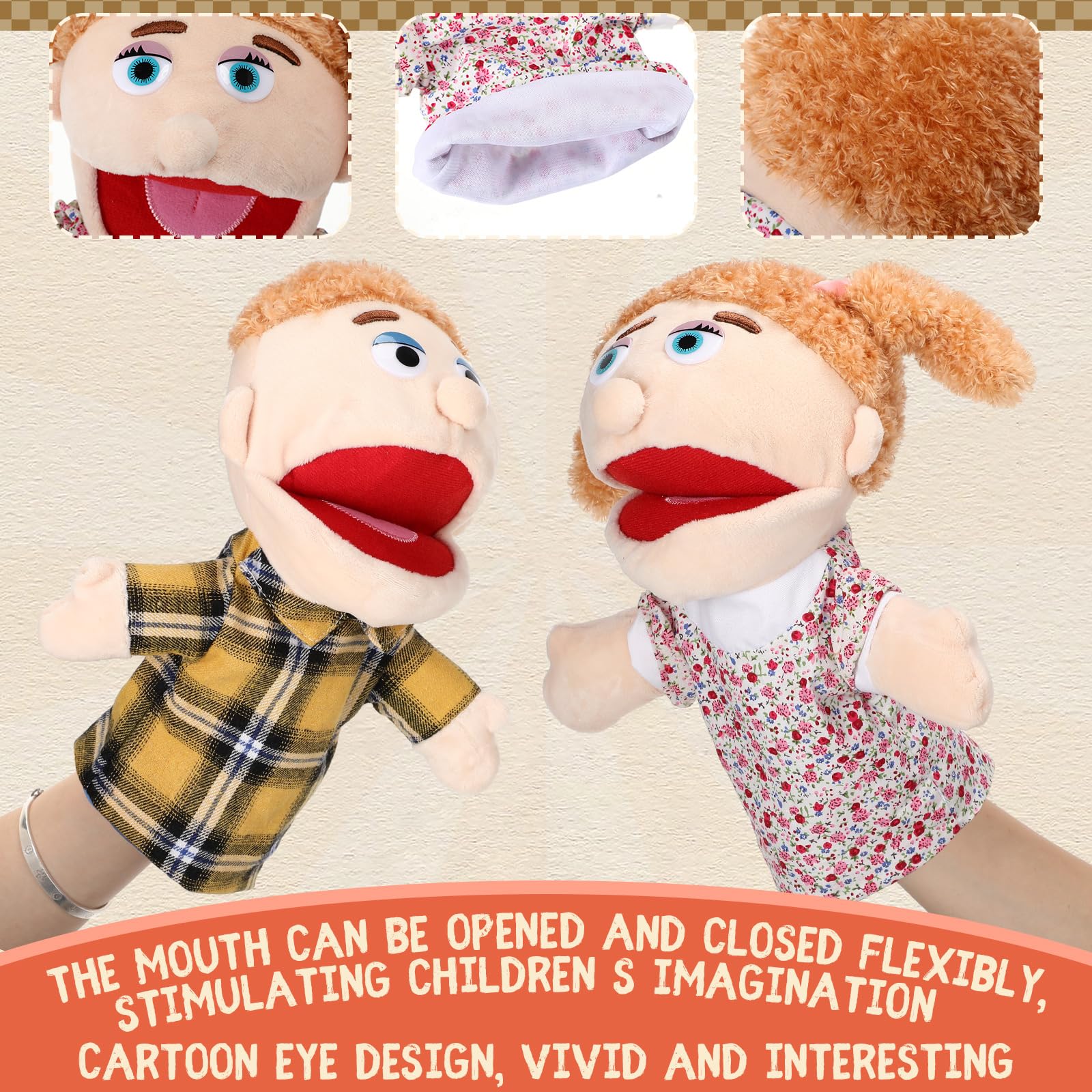 Lenwen 6 Pcs Family Hand Puppet Set Family Members Puppets with Movable Mouth Soft Plush for Boys and Girls Teens Kids Storytelling Play School Teaching Preschool (African American)