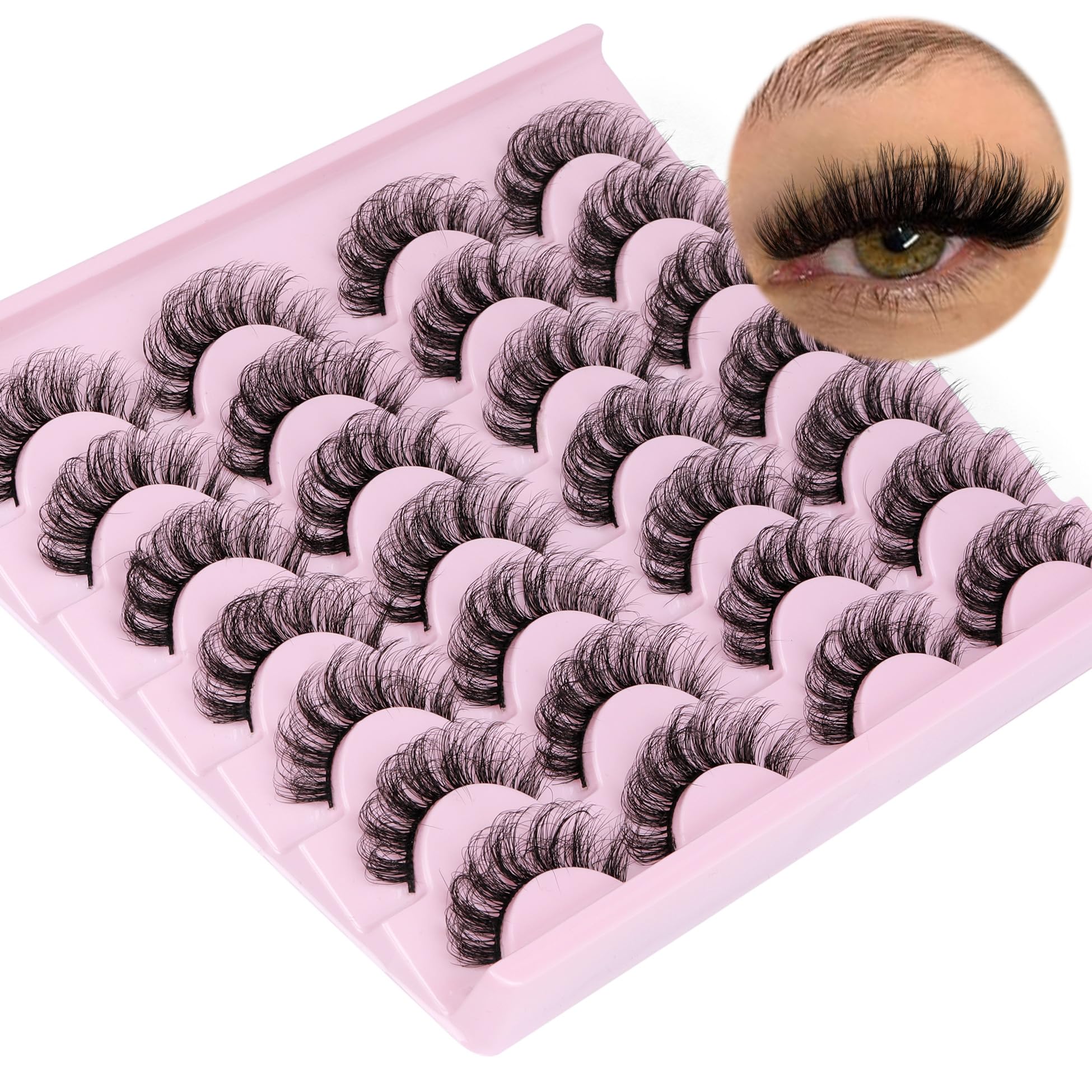 14 Pairs Wispy Mink Lashes False Eye Lashes Natural Look 5D Volume 16mm Fake Eyelashes Pack by TNFVLONEINS