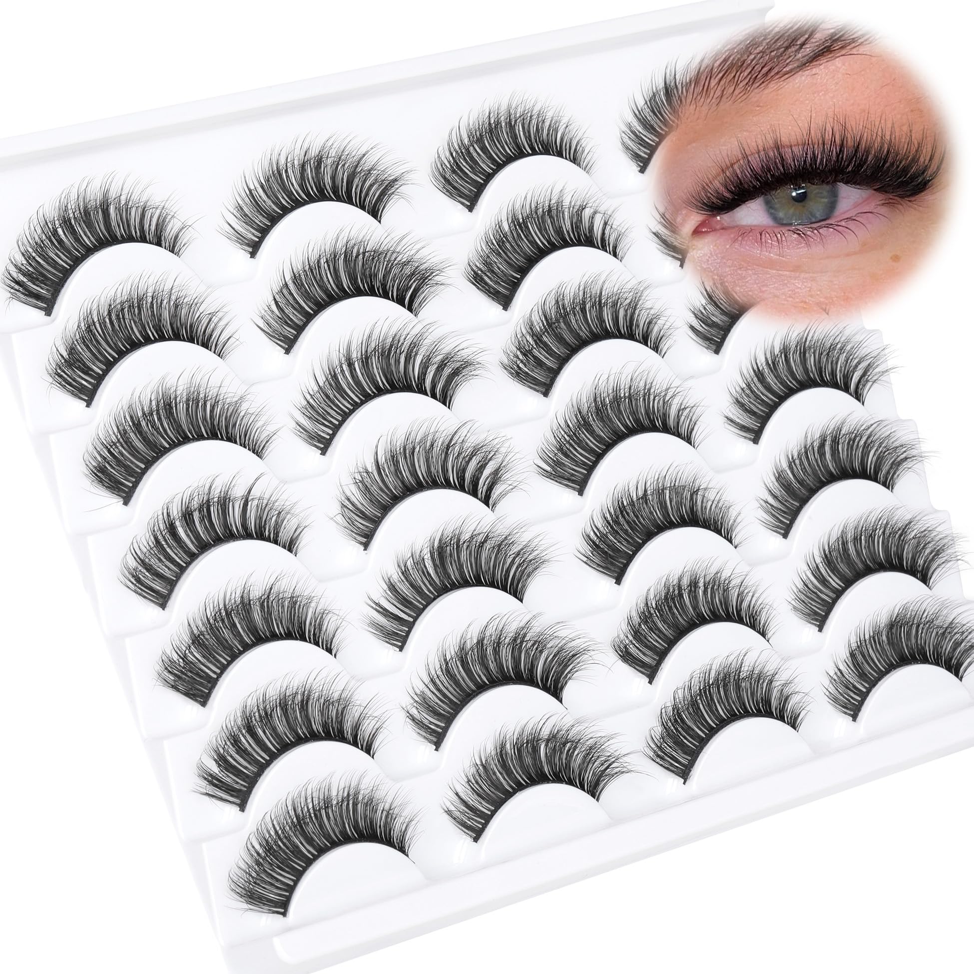 14 Pairs Wispy Mink Lashes False Eye Lashes Natural Look 5D Volume 16mm Fake Eyelashes Pack by TNFVLONEINS