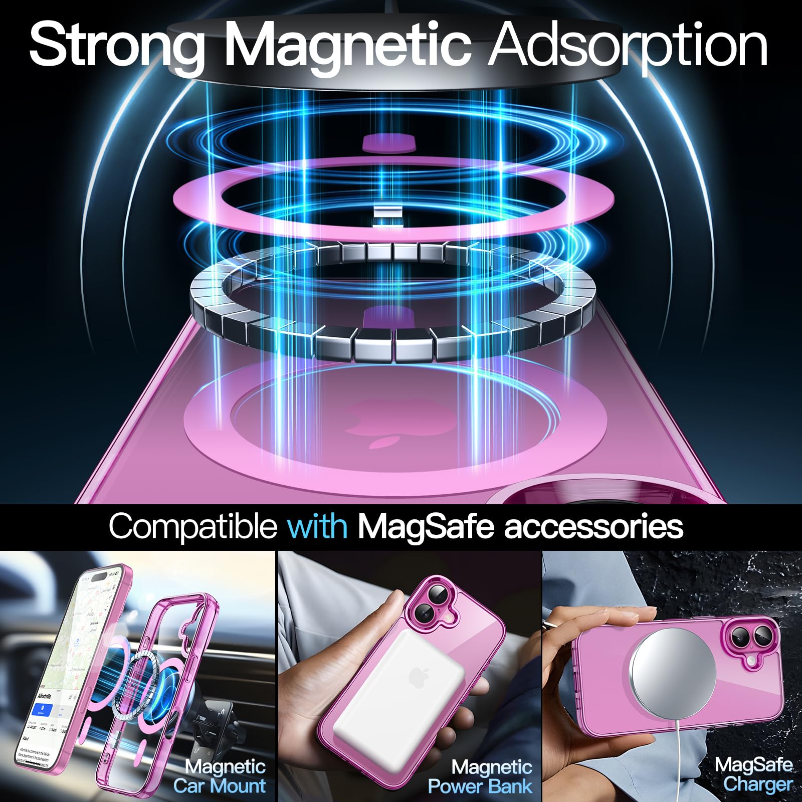 premium aplus module features iPhone with clear case showcasing MagSafe compatibility and sleek design.