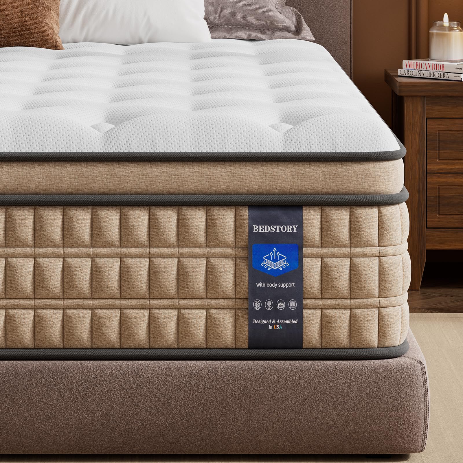 BedStory Extra Firm Queen Mattress 14 inch - Pain-Relieving Hybrid Mattress for Extra Lumbar & Hip Support - No Sagging Bed in a Box - 365-Night Trial - No Odor, Fiberglass-Free, CertiPUR-US Certified