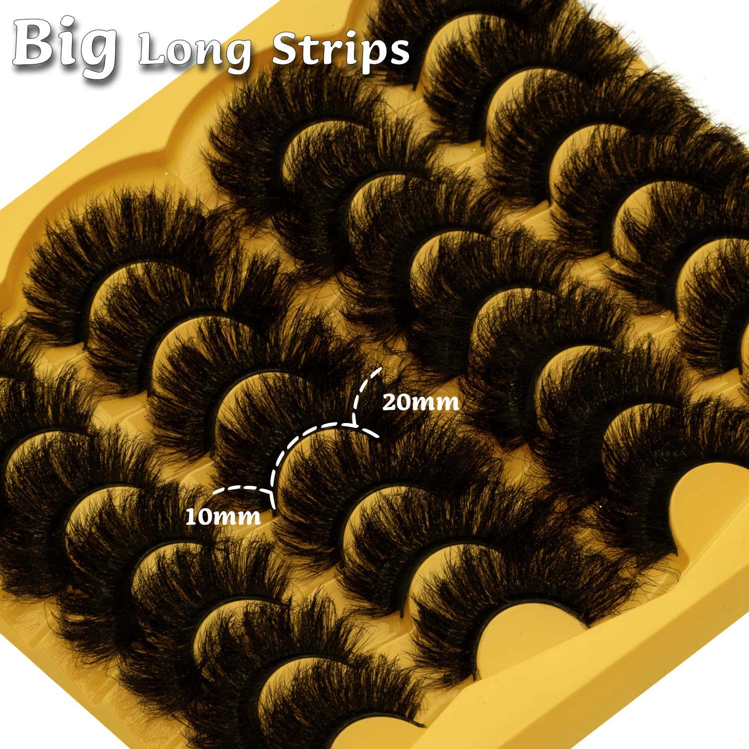 Mink Lashes Fluffy 20mm Volume False Eyelashes 8D Cat Eye Strip Lashes D Curl 14 Pairs Dramatic Soft Eyelash 25mm Big Long Lash Strips Lashes Pack That Look Like Extensions Faux Mink Lashes