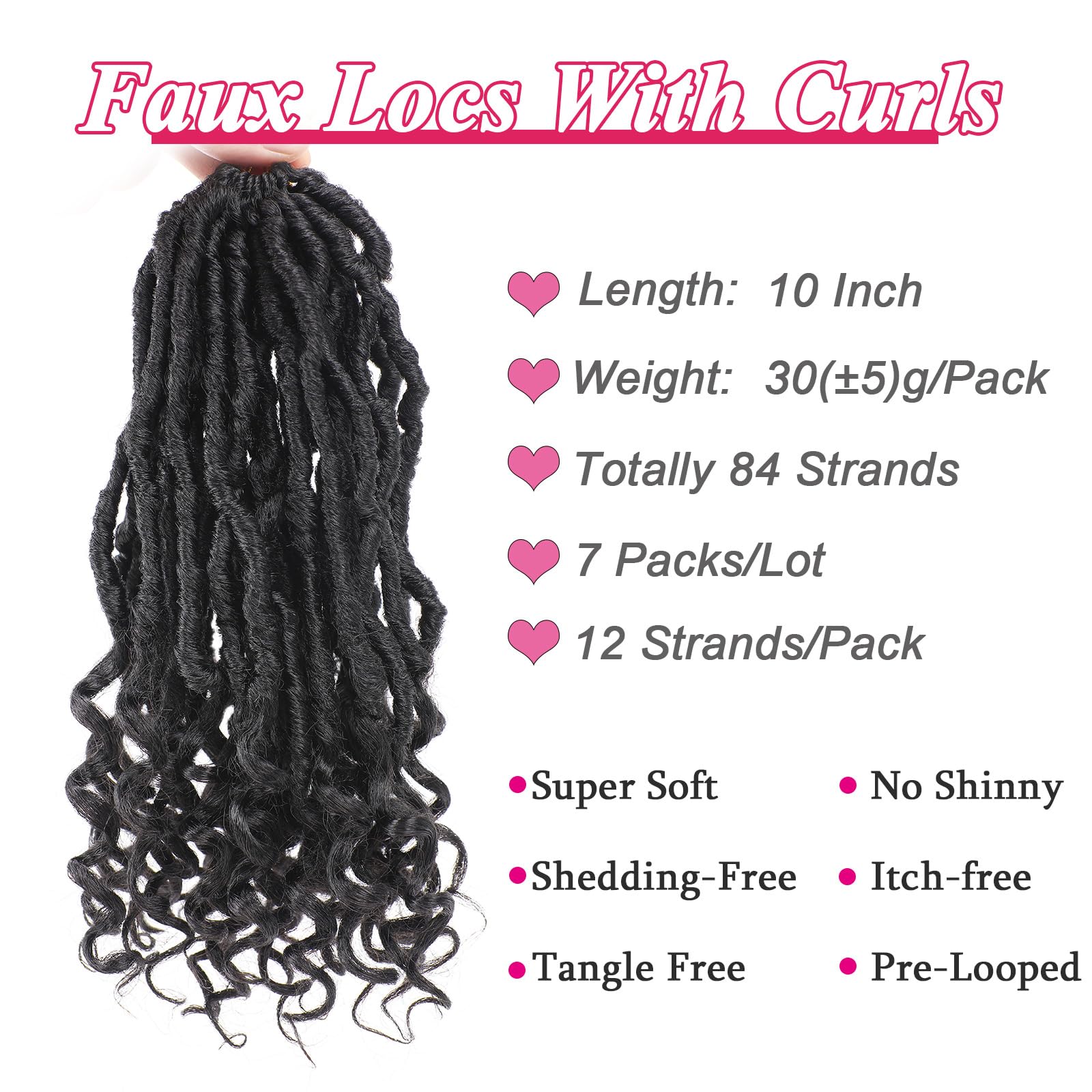 Leeven 7 Packs Faux Locs With Curly Ends 18 Inch Pre-looped Goddess Locs Crochet Hair 84 Strands Natural Black Crochet Bohemian Soft Locs Braiding Hair Extensions With Curls for Women 1B