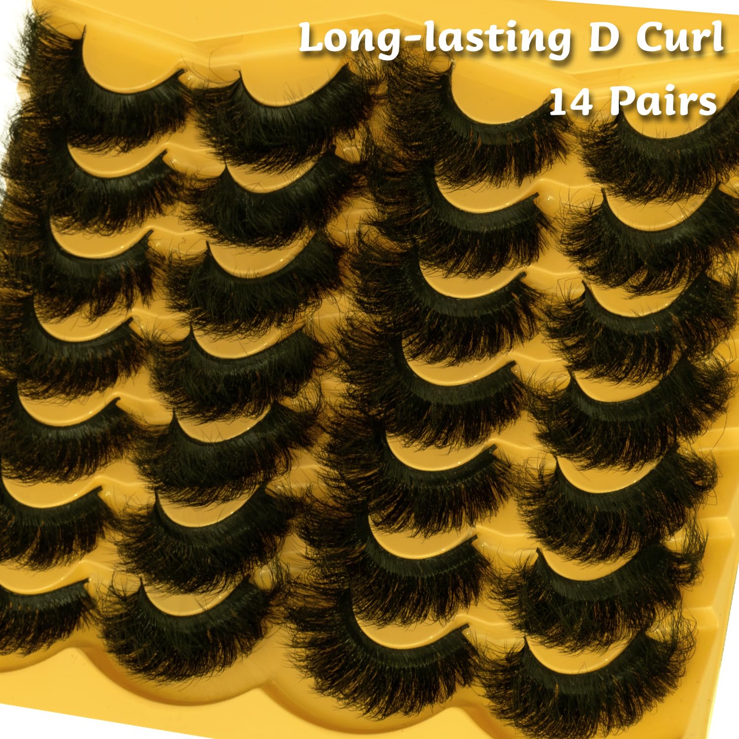 Mink Lashes Fluffy 20mm Volume False Eyelashes 8D Cat Eye Strip Lashes D Curl 14 Pairs Dramatic Soft Eyelash 25mm Big Long Lash Strips Lashes Pack That Look Like Extensions Faux Mink Lashes