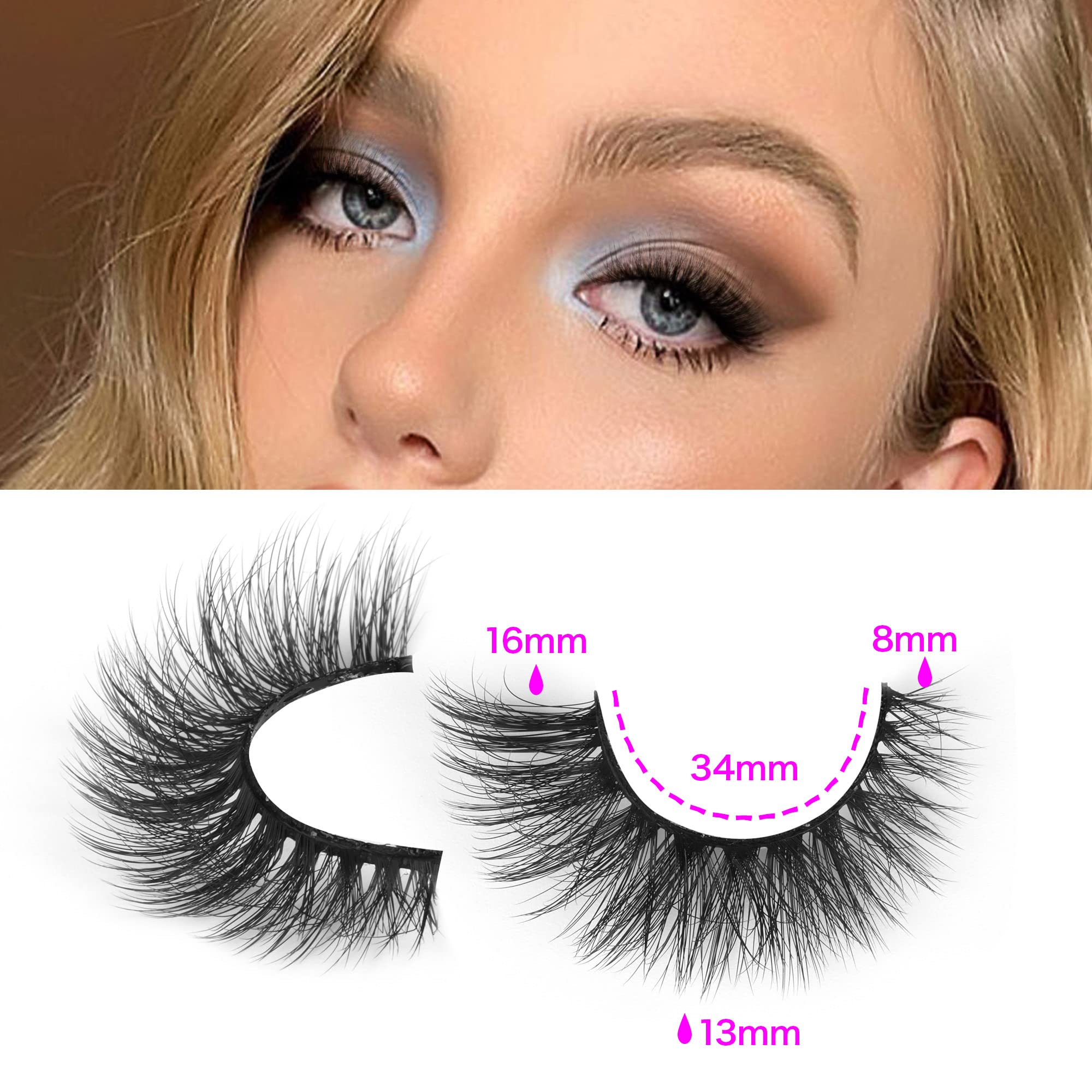 14 Pairs Wispy Mink Lashes False Eye Lashes Natural Look 5D Volume 16mm Fake Eyelashes Pack by TNFVLONEINS