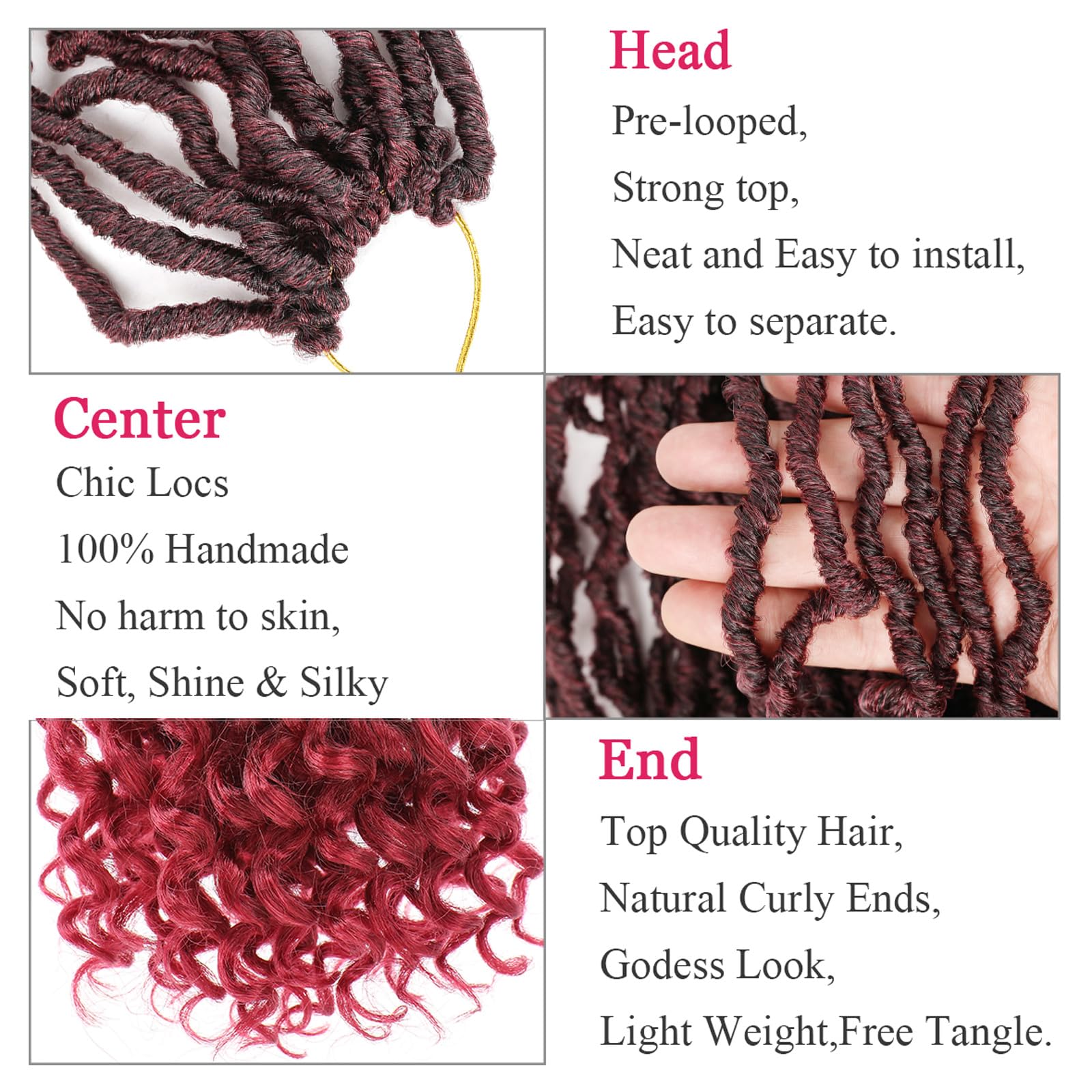 Leeven 7 Packs Faux Locs With Curly Ends 18 Inch Pre-looped Goddess Locs Crochet Hair 84 Strands Natural Black Crochet Bohemian Soft Locs Braiding Hair Extensions With Curls for Women 1B