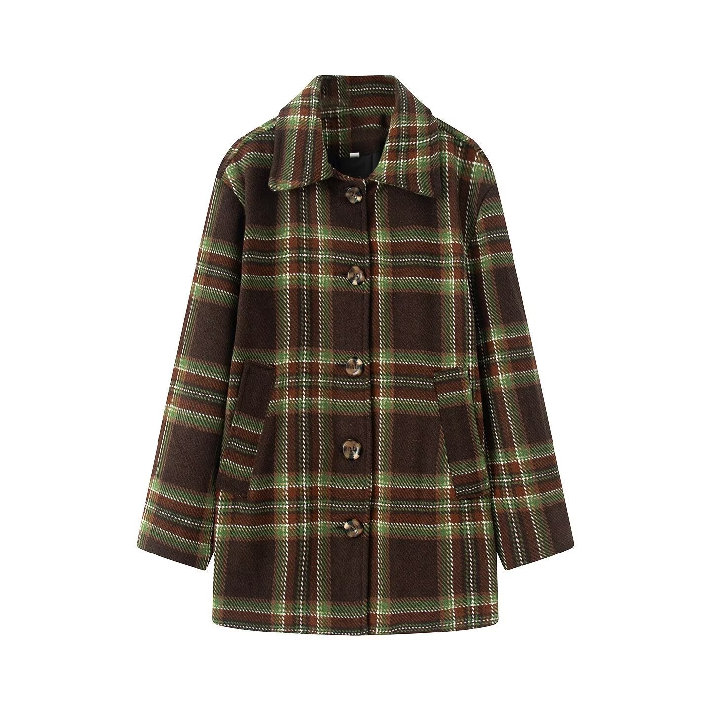 Plaid woolen coat