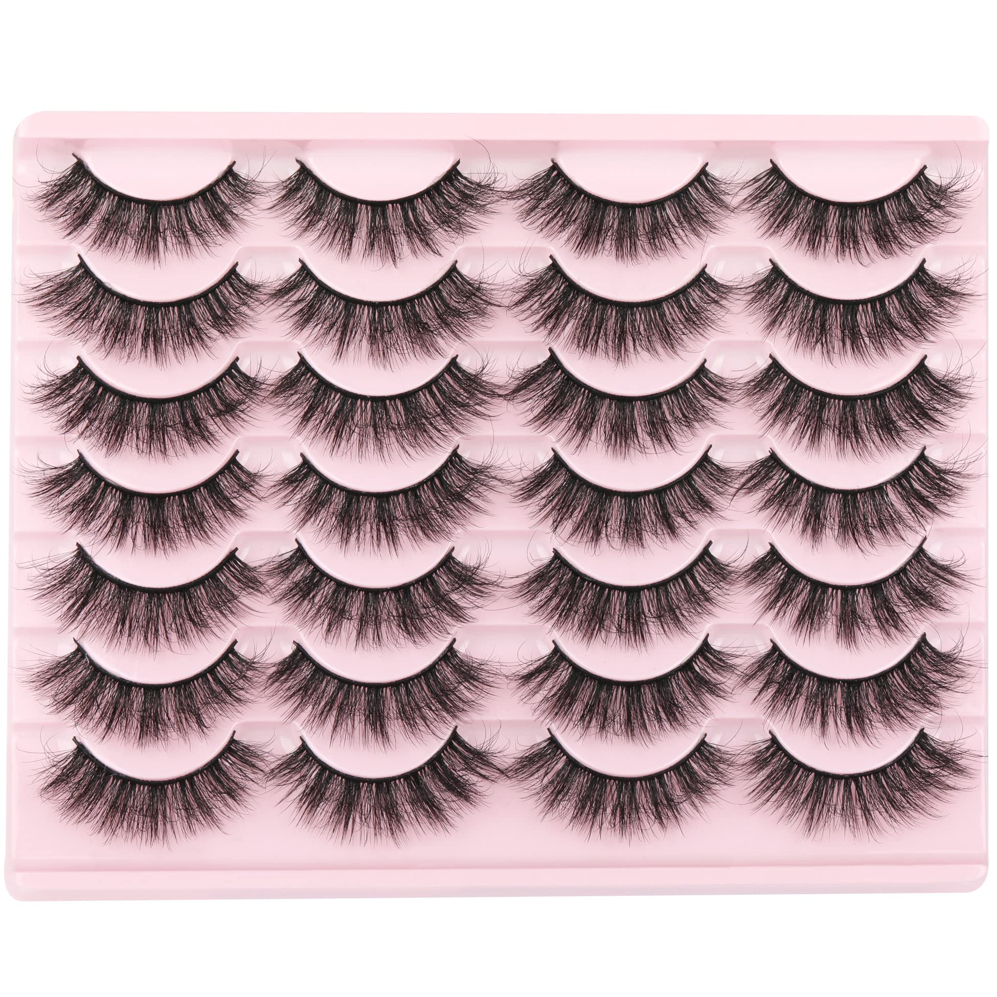 14 Pairs Wispy Mink Lashes False Eye Lashes Natural Look 5D Volume 16mm Fake Eyelashes Pack by TNFVLONEINS