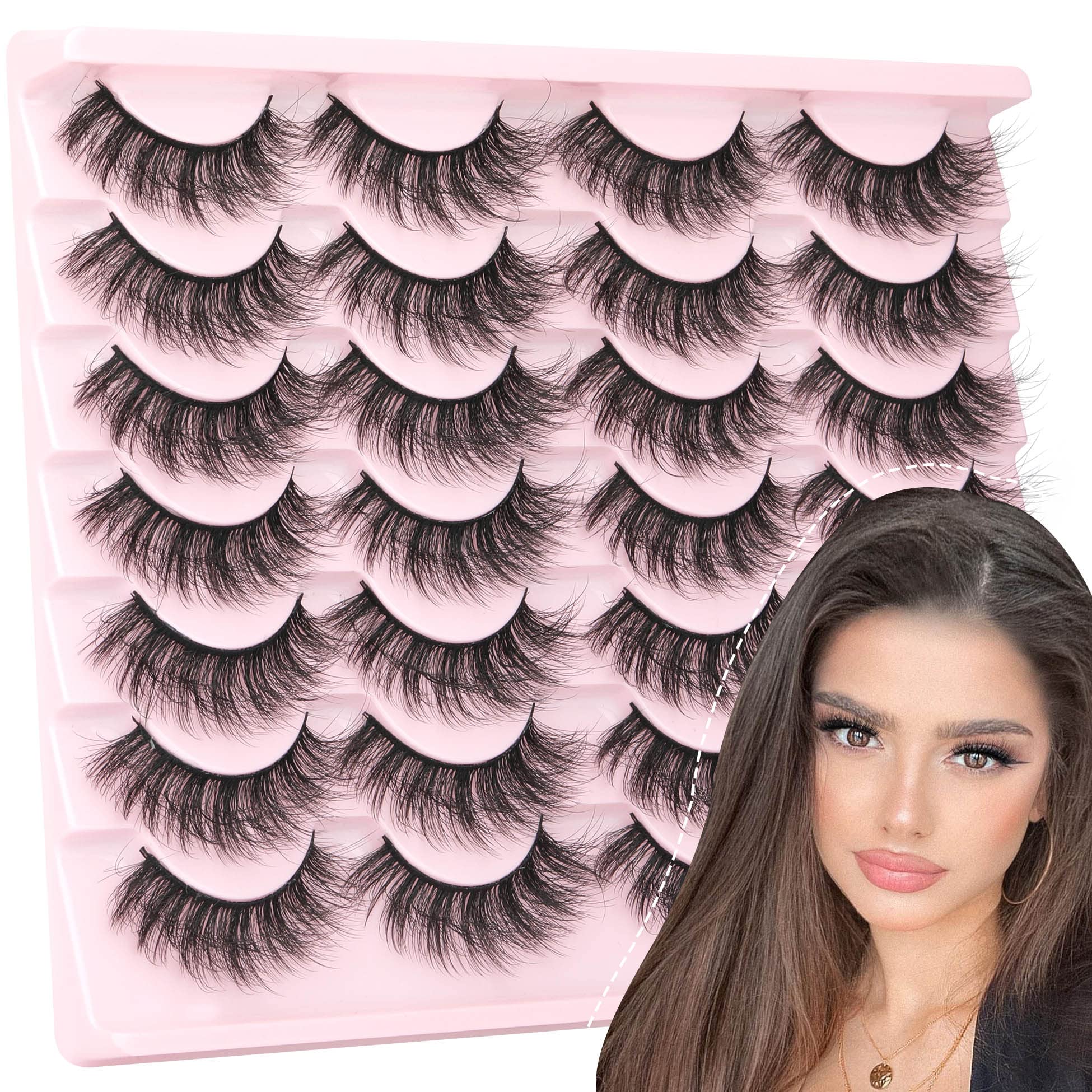 14 Pairs Wispy Mink Lashes False Eye Lashes Natural Look 5D Volume 16mm Fake Eyelashes Pack by TNFVLONEINS
