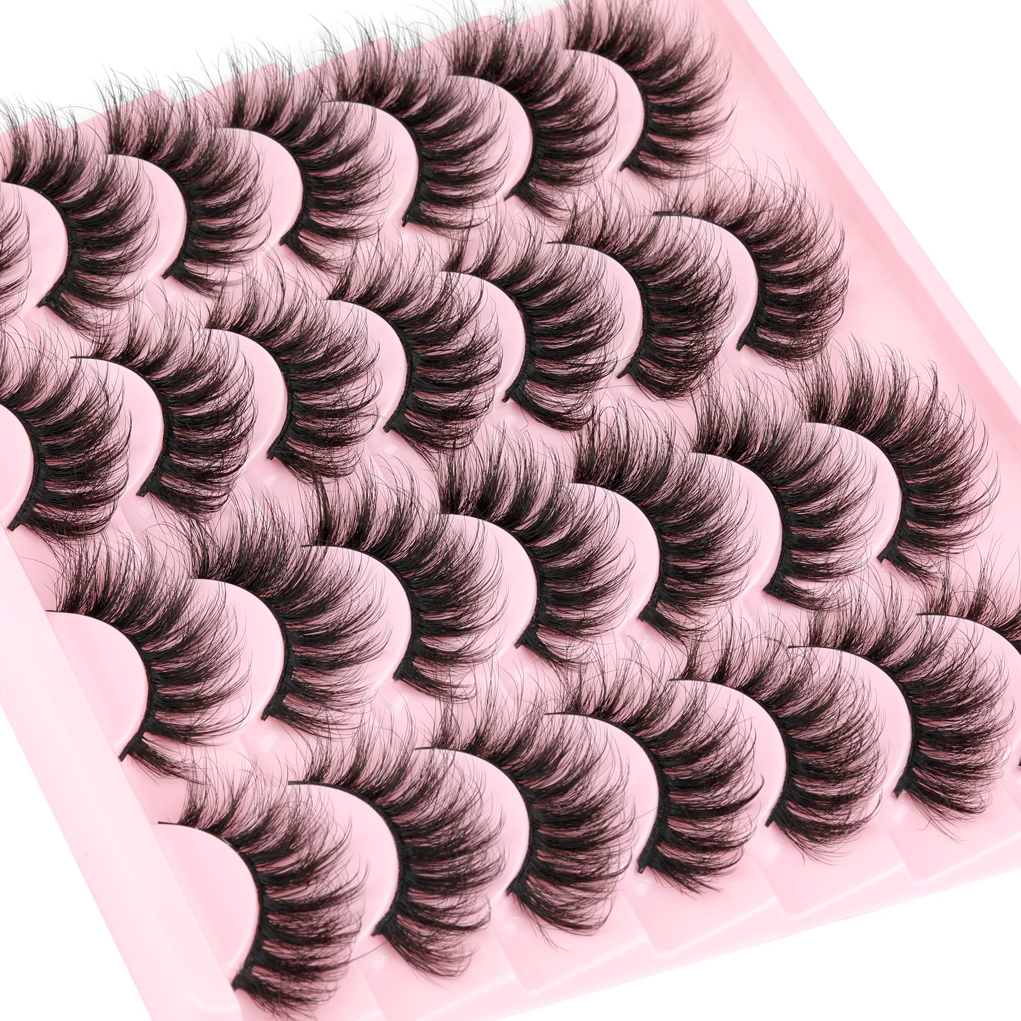 14 Pairs Wispy Mink Lashes False Eye Lashes Natural Look 5D Volume 16mm Fake Eyelashes Pack by TNFVLONEINS
