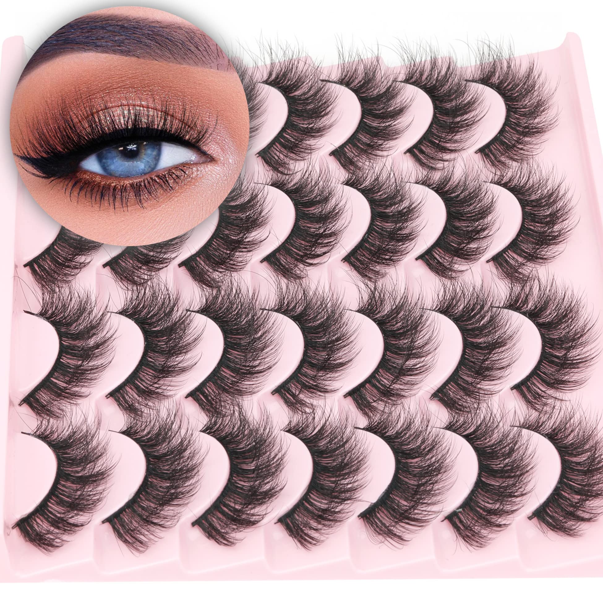 14 Pairs Wispy Mink Lashes False Eye Lashes Natural Look 5D Volume 16mm Fake Eyelashes Pack by TNFVLONEINS
