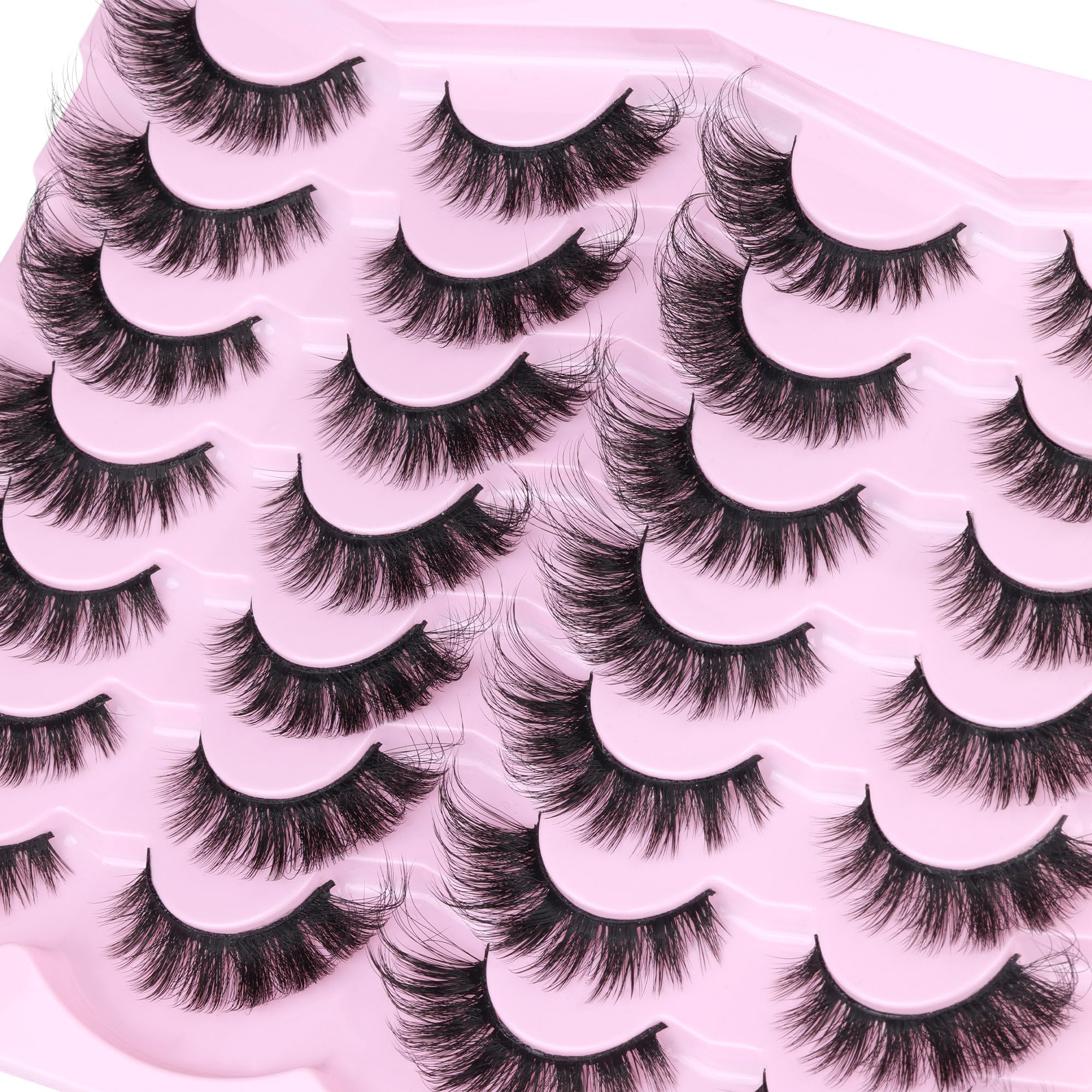 14 Pairs Wispy Mink Lashes False Eye Lashes Natural Look 5D Volume 16mm Fake Eyelashes Pack by TNFVLONEINS