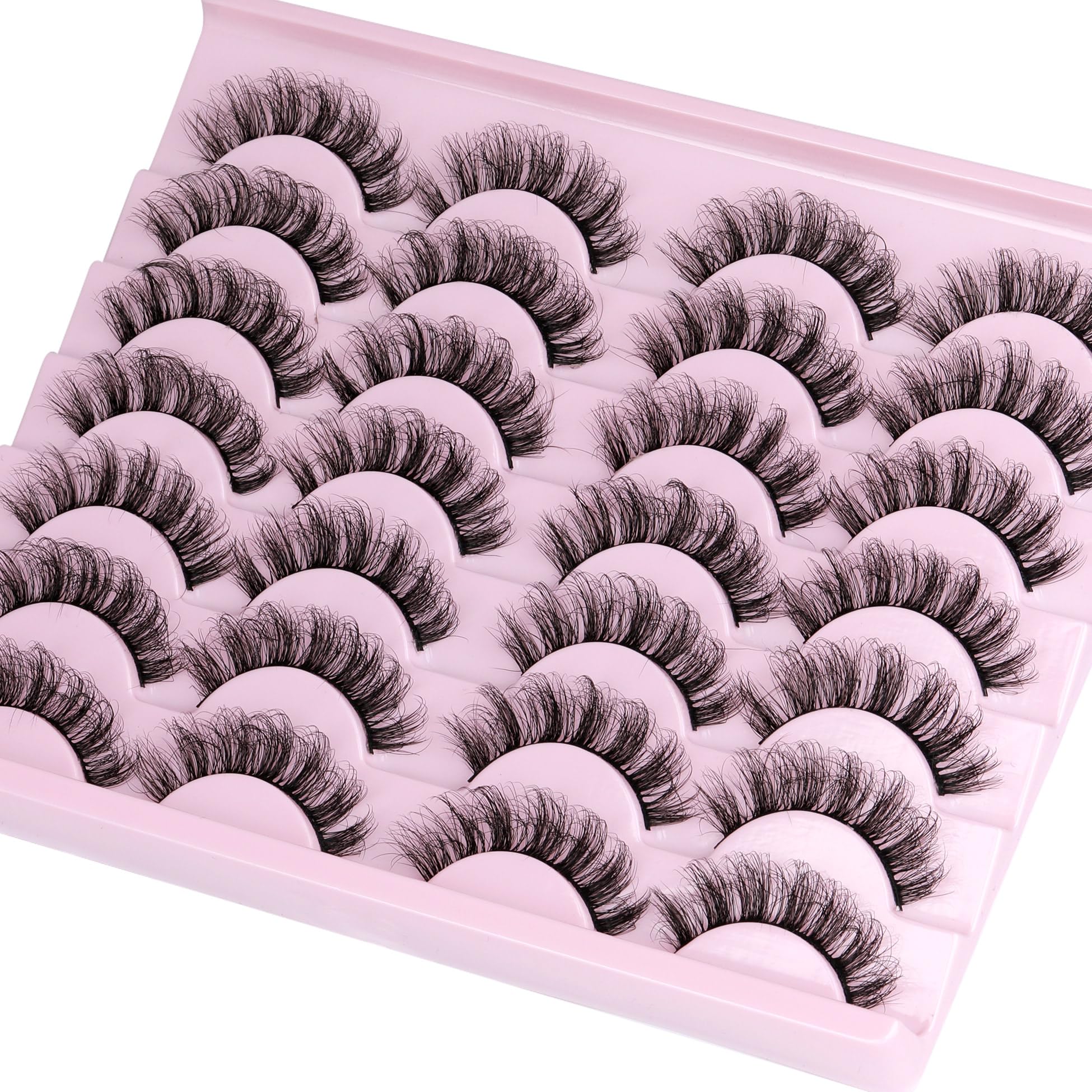 14 Pairs Wispy Mink Lashes False Eye Lashes Natural Look 5D Volume 16mm Fake Eyelashes Pack by TNFVLONEINS