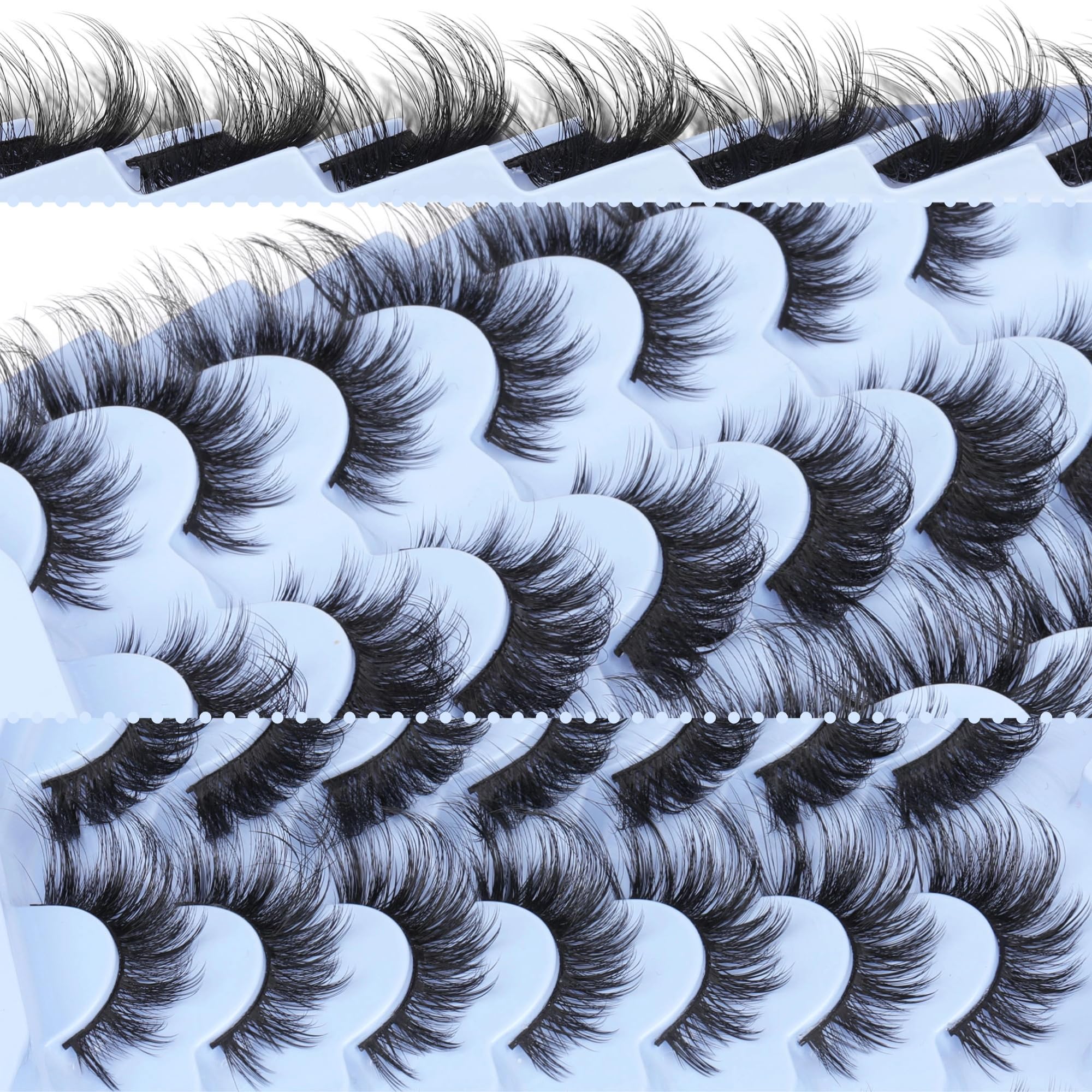14 Pairs Wispy Mink Lashes False Eye Lashes Natural Look 5D Volume 16mm Fake Eyelashes Pack by TNFVLONEINS