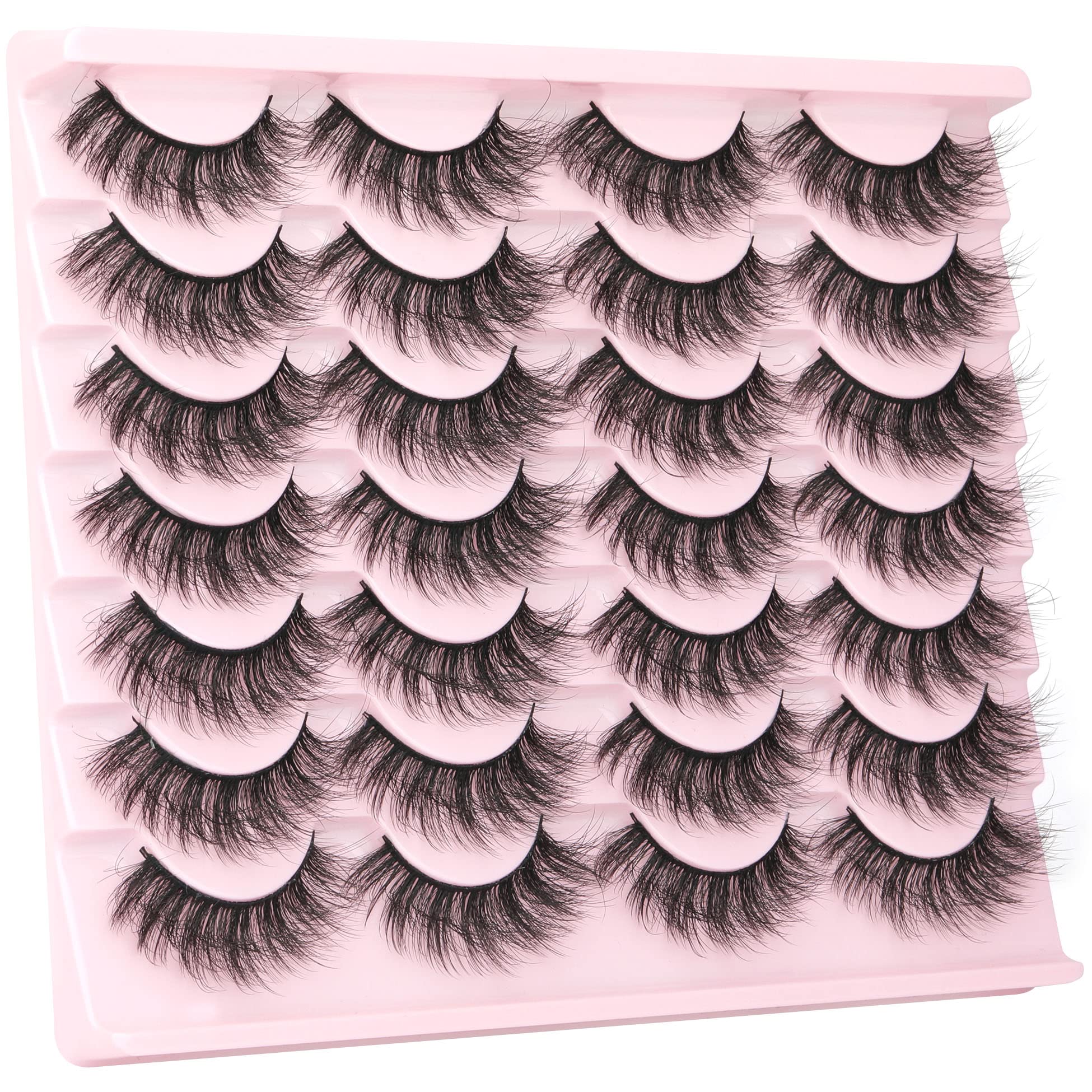 14 Pairs Wispy Mink Lashes False Eye Lashes Natural Look 5D Volume 16mm Fake Eyelashes Pack by TNFVLONEINS