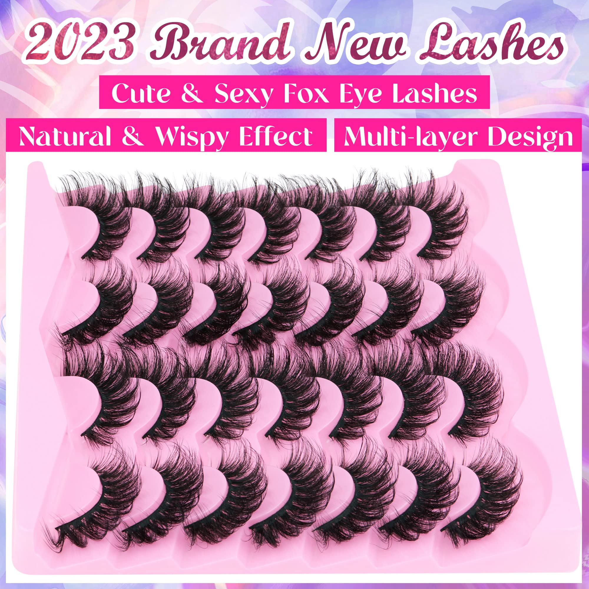 14 Pairs Wispy Mink Lashes False Eye Lashes Natural Look 5D Volume 16mm Fake Eyelashes Pack by TNFVLONEINS