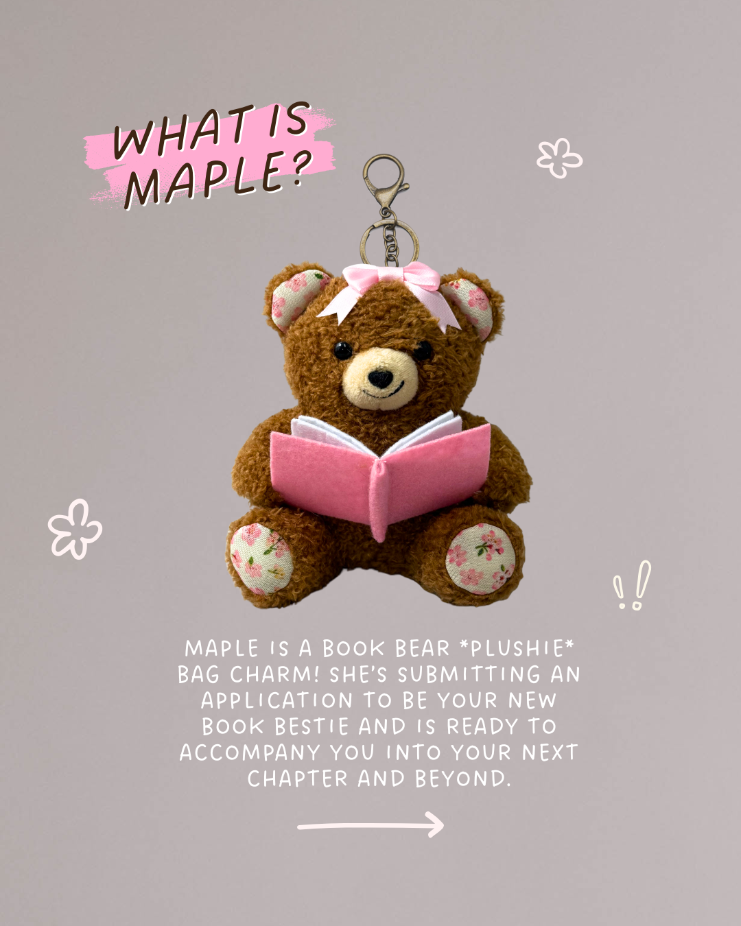 Book Bear Bag Charm