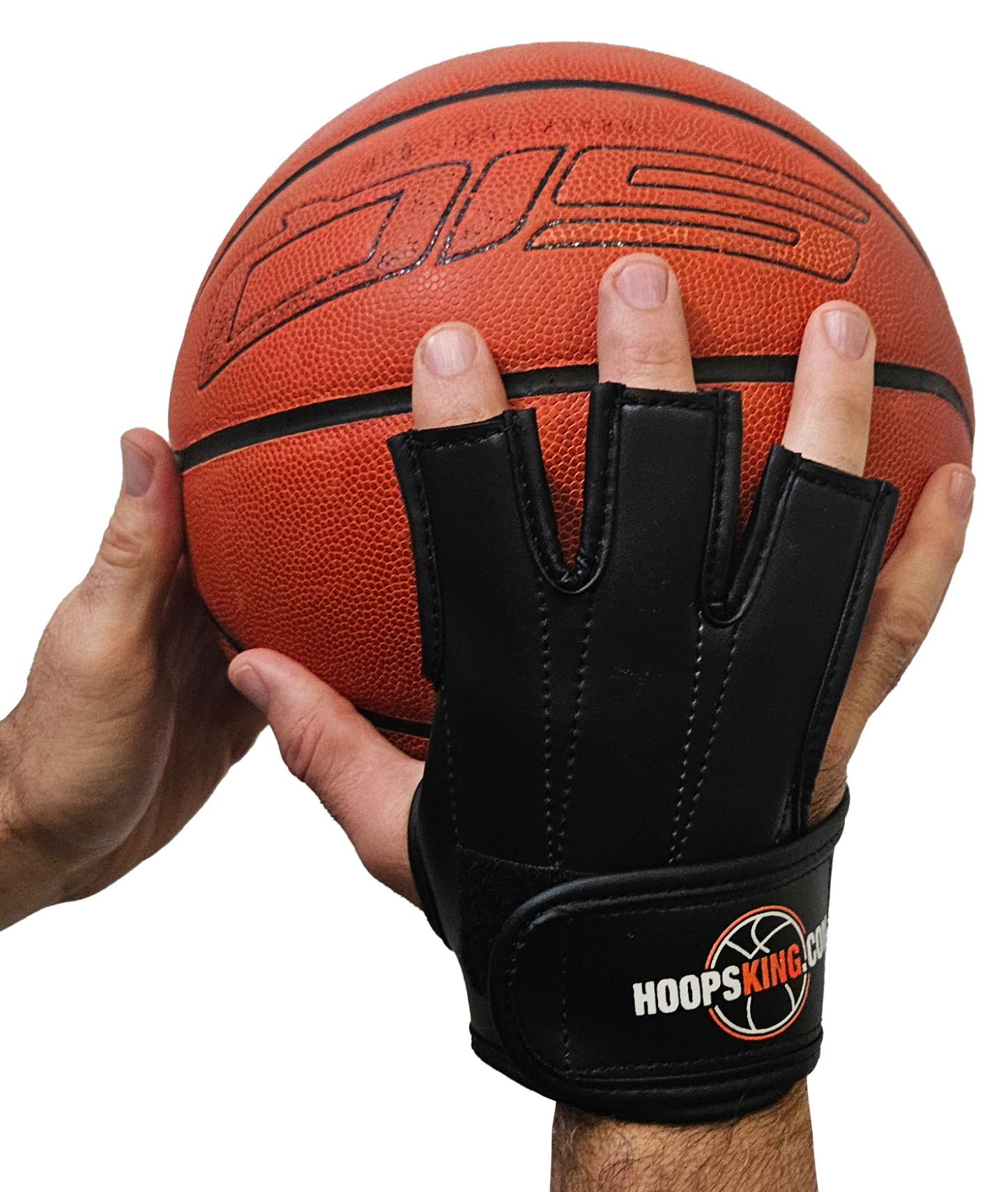 Perfect Jump Shot Glove | Basketball Shooting Glove on a hand gripping a basketball, designed for improved shooting technique