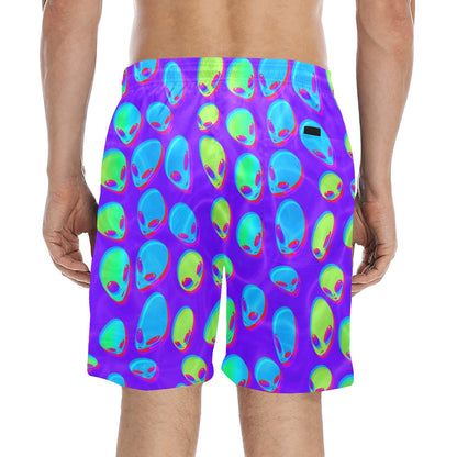 Purple Alien Vapor Glitch Swim Shorts