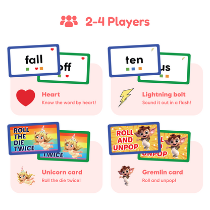 The Fidget Game: Sight Words Edition features colorful cards for 2-4 players, including sight words and fun action prompts.